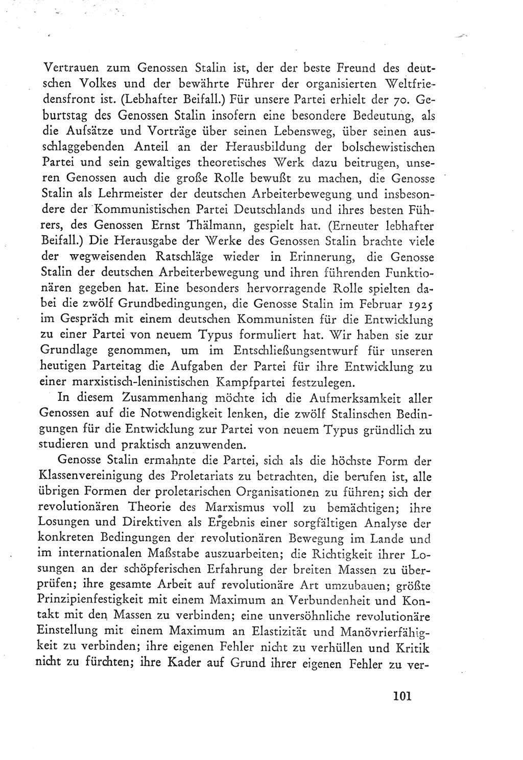 Protokoll der Verhandlungen des Ⅲ. Parteitages der Sozialistischen Einheitspartei Deutschlands (SED) [Deutsche Demokratische Republik (DDR)] 1950, Band 1, Seite 101 (Prot. Verh. Ⅲ. PT SED DDR 1950, Bd. 1, S. 101)