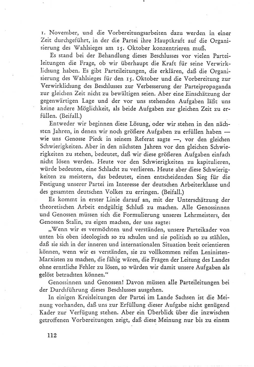 Protokoll der Verhandlungen des Ⅲ. Parteitages der Sozialistischen Einheitspartei Deutschlands (SED) [Deutsche Demokratische Republik (DDR)] 1950, Band 1, Seite 112 (Prot. Verh. Ⅲ. PT SED DDR 1950, Bd. 1, S. 112)