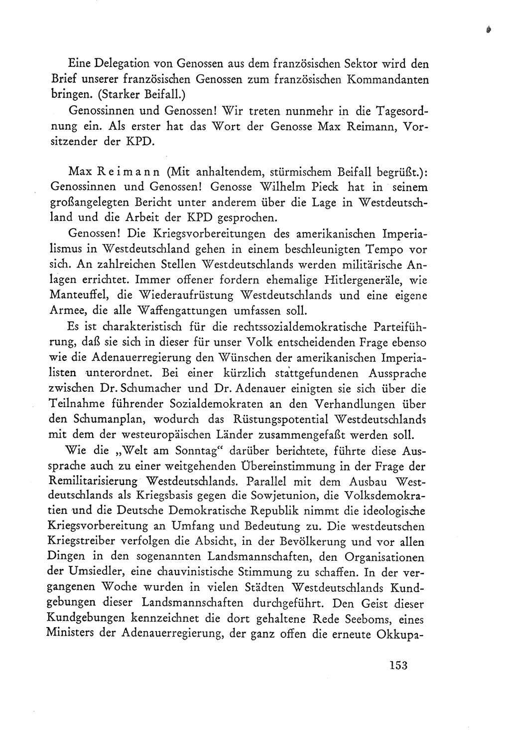 Protokoll der Verhandlungen des Ⅲ. Parteitages der Sozialistischen Einheitspartei Deutschlands (SED) [Deutsche Demokratische Republik (DDR)] 1950, Band 1, Seite 153 (Prot. Verh. Ⅲ. PT SED DDR 1950, Bd. 1, S. 153)