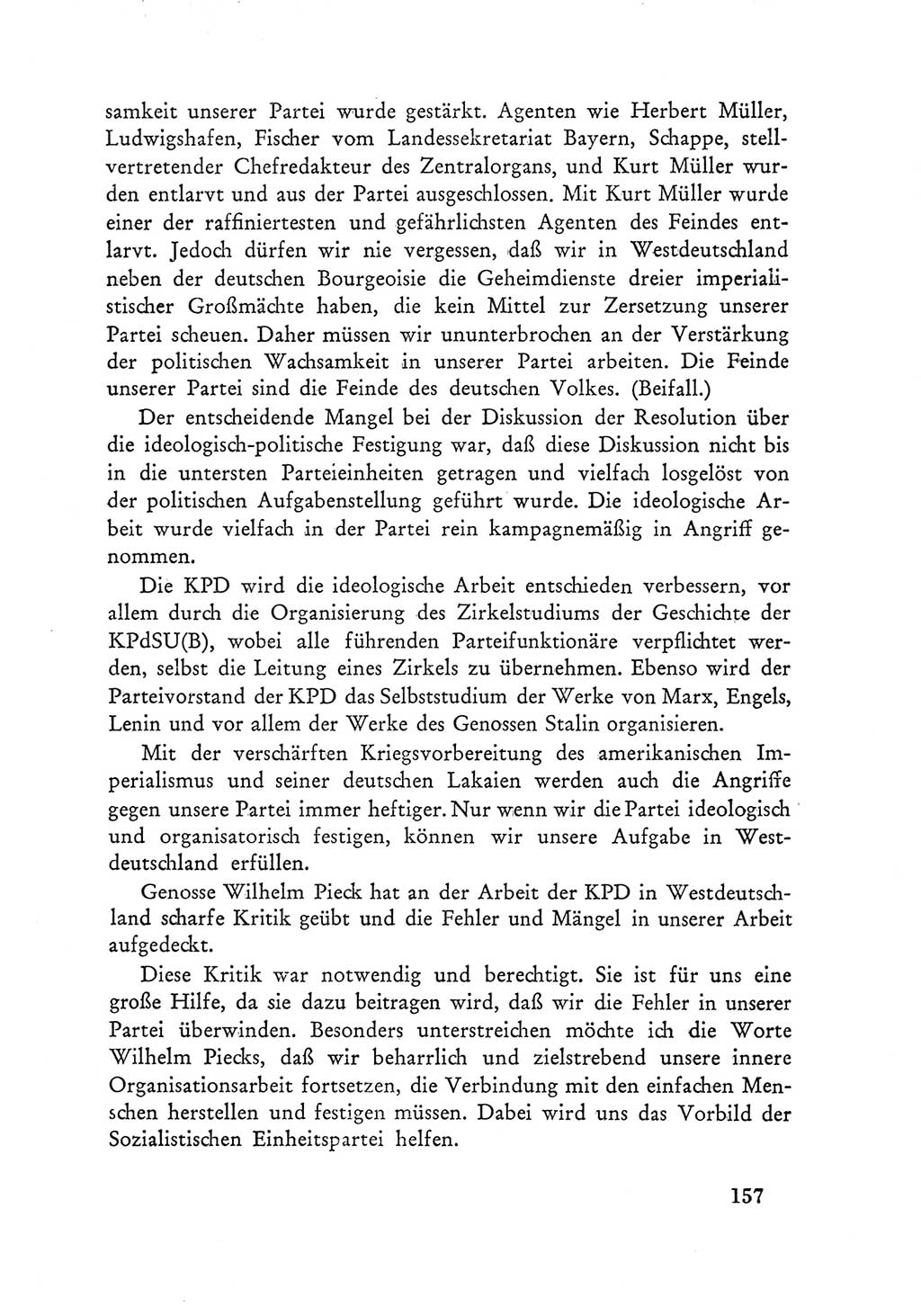 Protokoll der Verhandlungen des Ⅲ. Parteitages der Sozialistischen Einheitspartei Deutschlands (SED) [Deutsche Demokratische Republik (DDR)] 1950, Band 1, Seite 157 (Prot. Verh. Ⅲ. PT SED DDR 1950, Bd. 1, S. 157)
