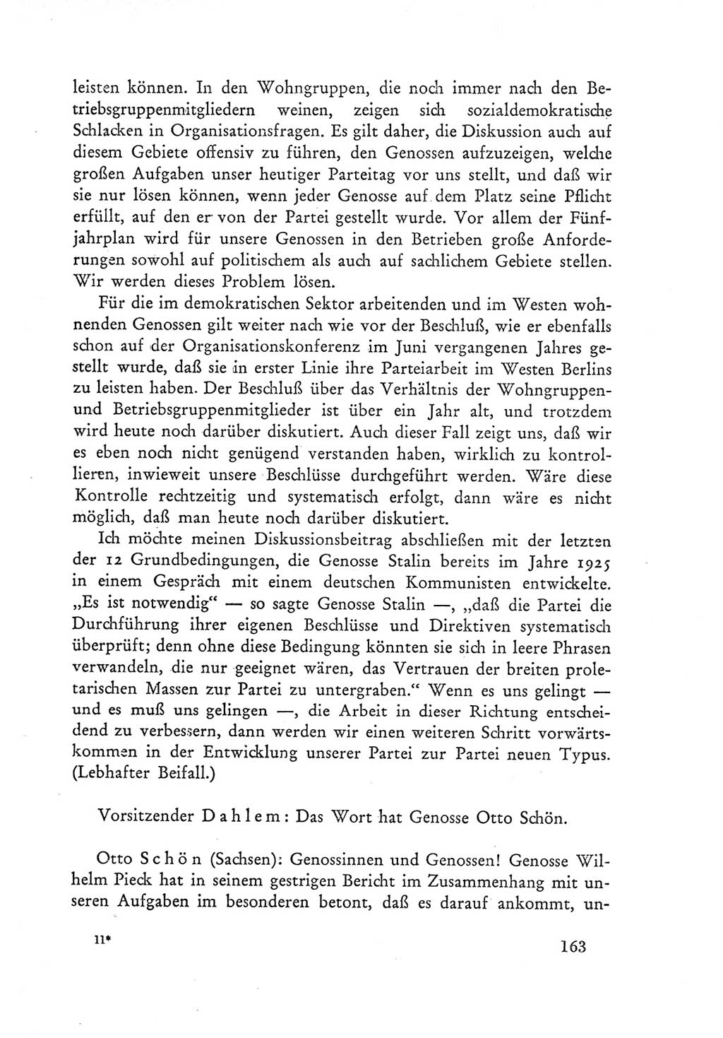 Protokoll der Verhandlungen des Ⅲ. Parteitages der Sozialistischen Einheitspartei Deutschlands (SED) [Deutsche Demokratische Republik (DDR)] 1950, Band 1, Seite 163 (Prot. Verh. Ⅲ. PT SED DDR 1950, Bd. 1, S. 163)
