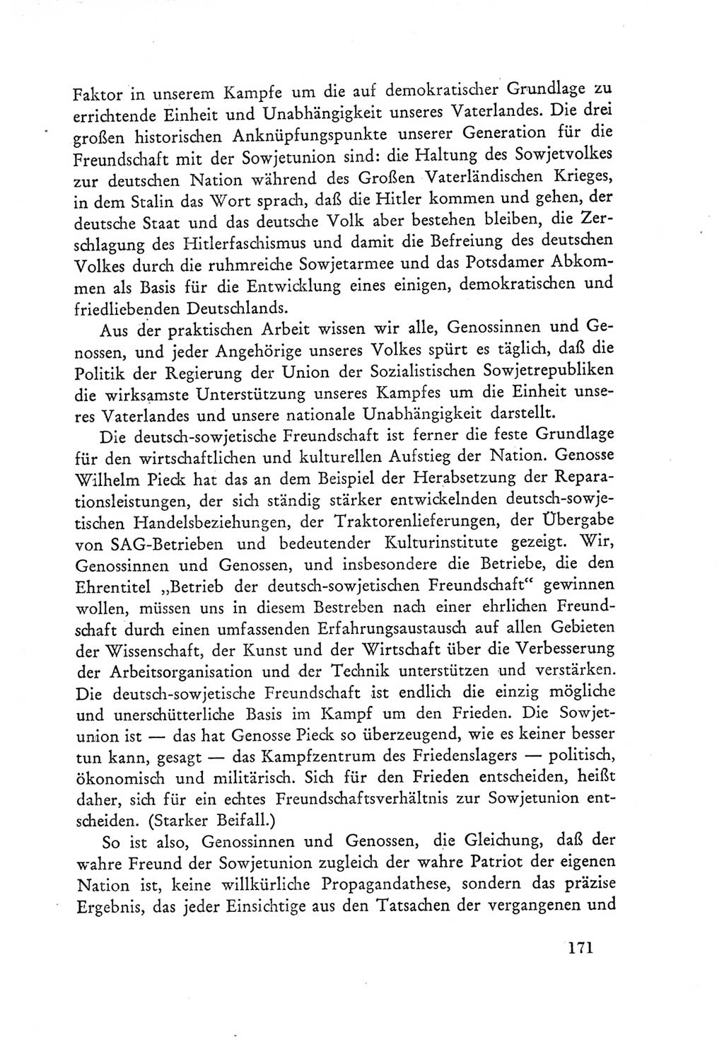 Protokoll der Verhandlungen des Ⅲ. Parteitages der Sozialistischen Einheitspartei Deutschlands (SED) [Deutsche Demokratische Republik (DDR)] 1950, Band 1, Seite 171 (Prot. Verh. Ⅲ. PT SED DDR 1950, Bd. 1, S. 171)