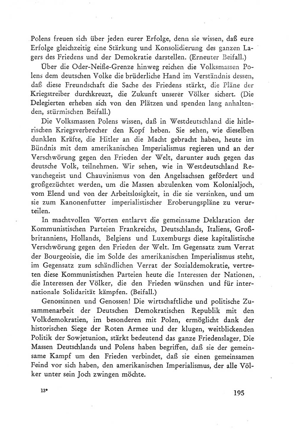 Protokoll der Verhandlungen des Ⅲ. Parteitages der Sozialistischen Einheitspartei Deutschlands (SED) [Deutsche Demokratische Republik (DDR)] 1950, Band 1, Seite 195 (Prot. Verh. Ⅲ. PT SED DDR 1950, Bd. 1, S. 195)