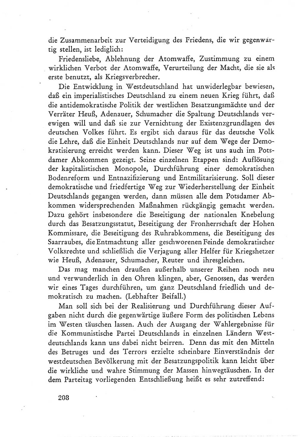 Protokoll der Verhandlungen des Ⅲ. Parteitages der Sozialistischen Einheitspartei Deutschlands (SED) [Deutsche Demokratische Republik (DDR)] 1950, Band 1, Seite 208 (Prot. Verh. Ⅲ. PT SED DDR 1950, Bd. 1, S. 208)