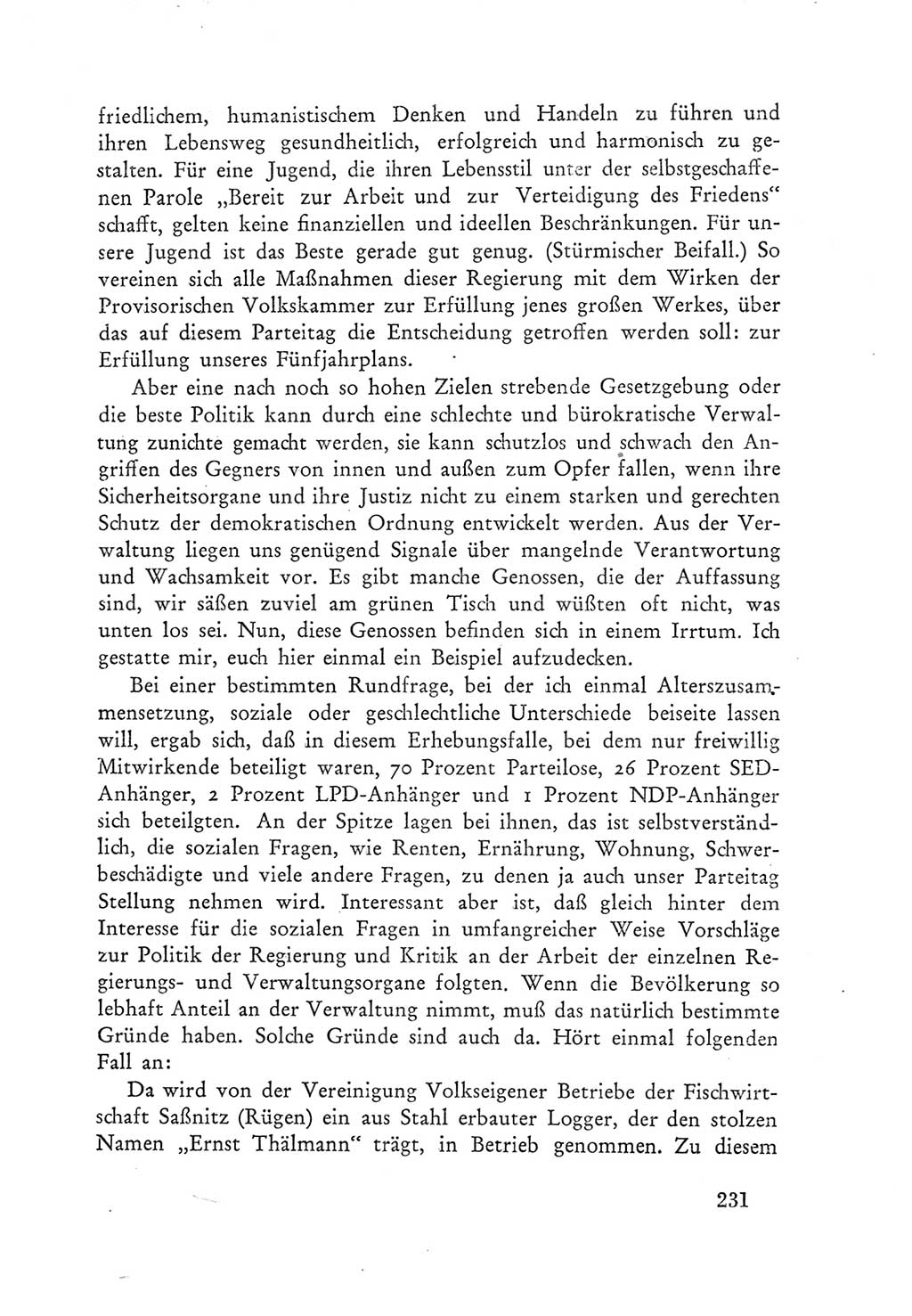 Protokoll der Verhandlungen des Ⅲ. Parteitages der Sozialistischen Einheitspartei Deutschlands (SED) [Deutsche Demokratische Republik (DDR)] 1950, Band 1, Seite 231 (Prot. Verh. Ⅲ. PT SED DDR 1950, Bd. 1, S. 231)