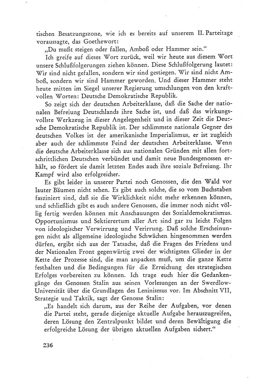 Protokoll der Verhandlungen des Ⅲ. Parteitages der Sozialistischen Einheitspartei Deutschlands (SED) [Deutsche Demokratische Republik (DDR)] 1950, Band 1, Seite 236 (Prot. Verh. Ⅲ. PT SED DDR 1950, Bd. 1, S. 236)