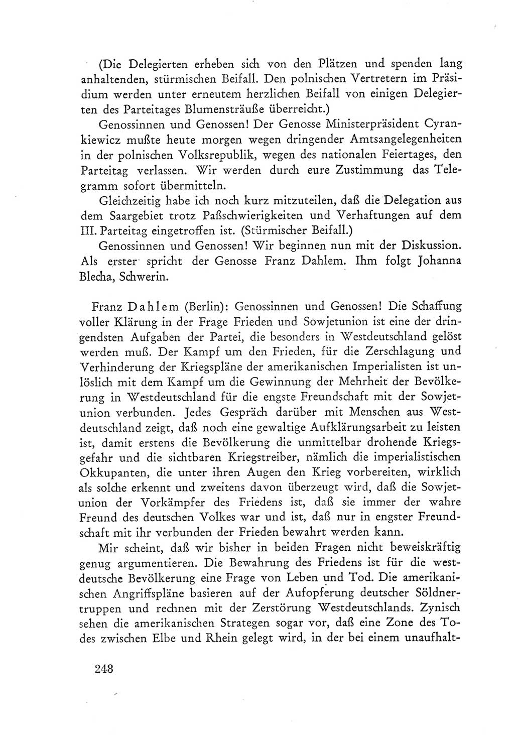 Protokoll der Verhandlungen des Ⅲ. Parteitages der Sozialistischen Einheitspartei Deutschlands (SED) [Deutsche Demokratische Republik (DDR)] 1950, Band 1, Seite 248 (Prot. Verh. Ⅲ. PT SED DDR 1950, Bd. 1, S. 248)