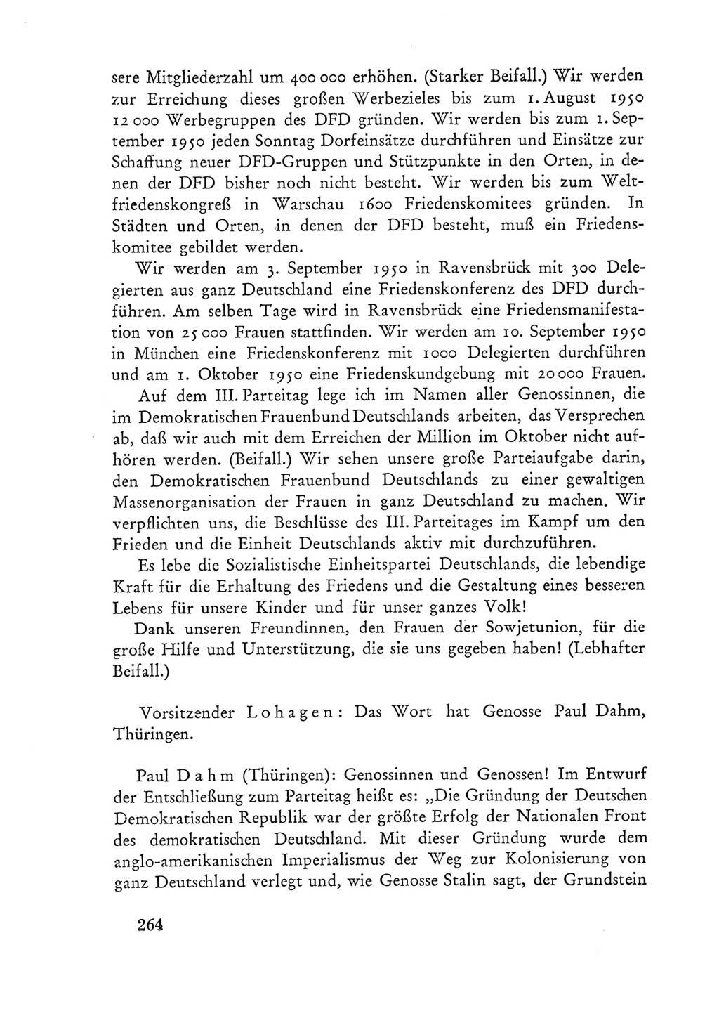 Protokoll der Verhandlungen des Ⅲ. Parteitages der Sozialistischen Einheitspartei Deutschlands (SED) [Deutsche Demokratische Republik (DDR)] 1950, Band 1, Seite 264 (Prot. Verh. Ⅲ. PT SED DDR 1950, Bd. 1, S. 264)