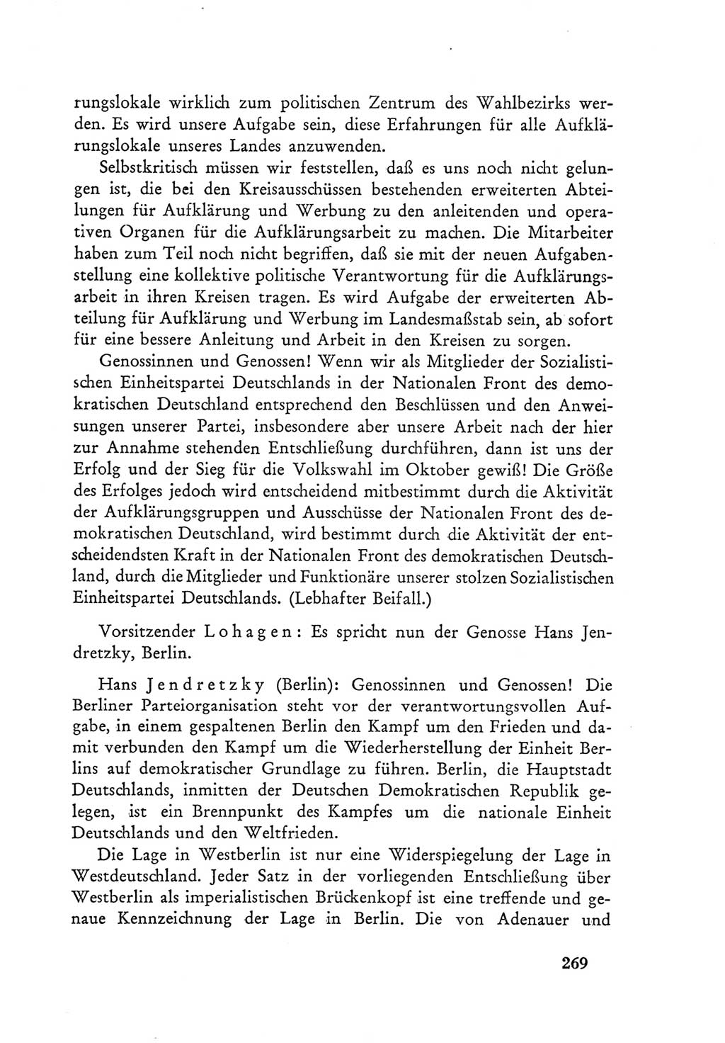 Protokoll der Verhandlungen des Ⅲ. Parteitages der Sozialistischen Einheitspartei Deutschlands (SED) [Deutsche Demokratische Republik (DDR)] 1950, Band 1, Seite 269 (Prot. Verh. Ⅲ. PT SED DDR 1950, Bd. 1, S. 269)