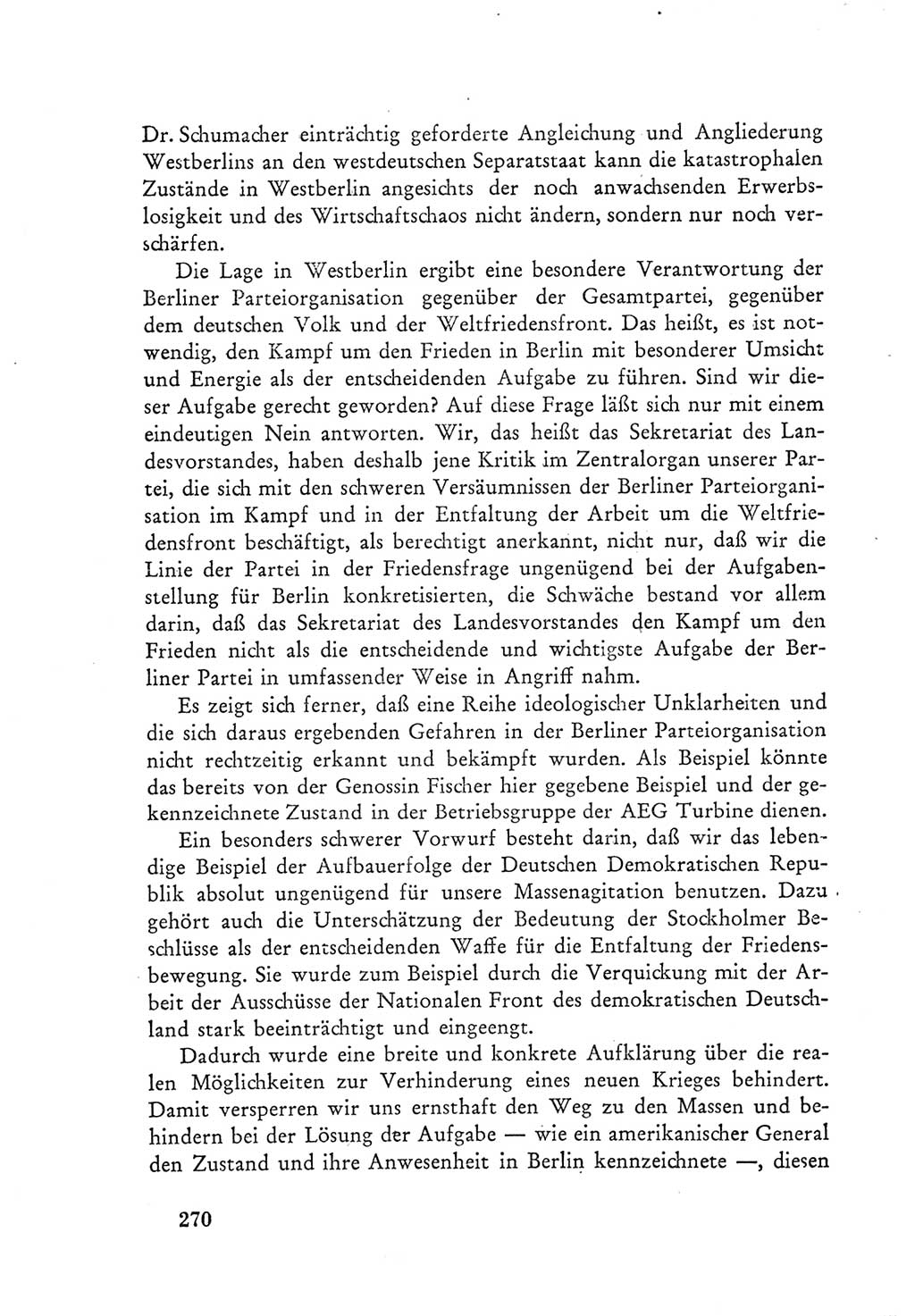 Protokoll der Verhandlungen des Ⅲ. Parteitages der Sozialistischen Einheitspartei Deutschlands (SED) [Deutsche Demokratische Republik (DDR)] 1950, Band 1, Seite 270 (Prot. Verh. Ⅲ. PT SED DDR 1950, Bd. 1, S. 270)
