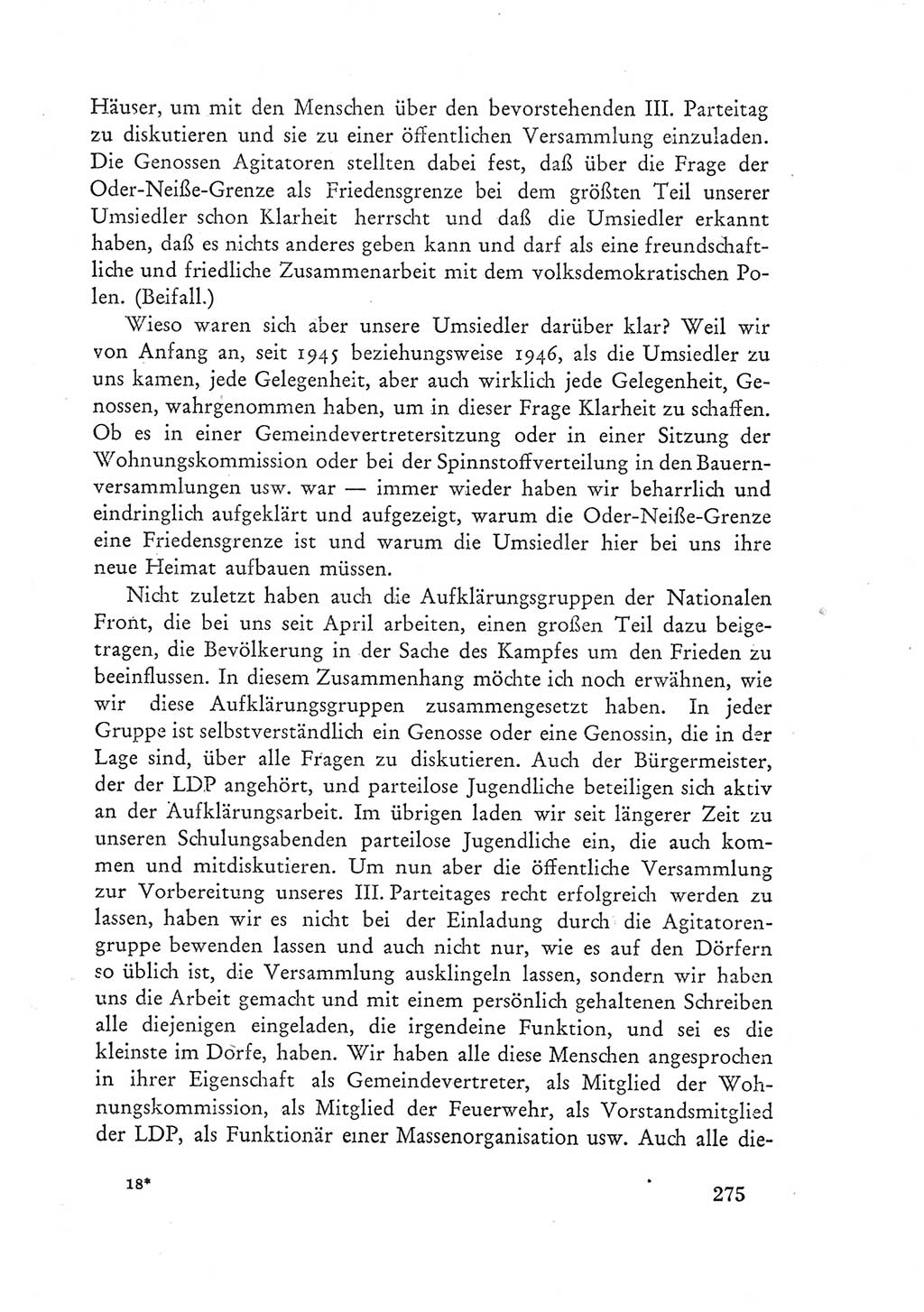 Protokoll der Verhandlungen des Ⅲ. Parteitages der Sozialistischen Einheitspartei Deutschlands (SED) [Deutsche Demokratische Republik (DDR)] 1950, Band 1, Seite 275 (Prot. Verh. Ⅲ. PT SED DDR 1950, Bd. 1, S. 275)
