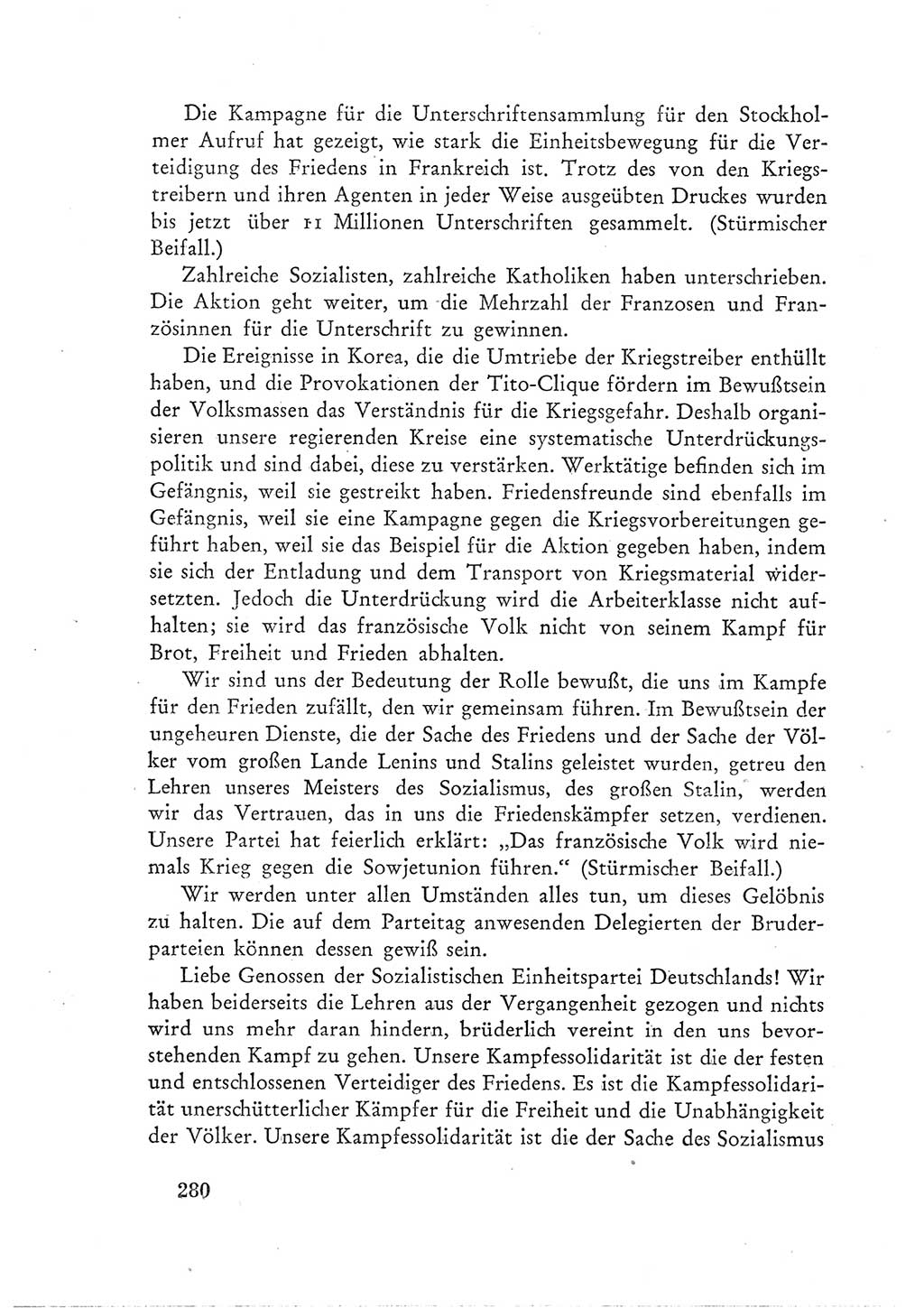 Protokoll der Verhandlungen des Ⅲ. Parteitages der Sozialistischen Einheitspartei Deutschlands (SED) [Deutsche Demokratische Republik (DDR)] 1950, Band 1, Seite 280 (Prot. Verh. Ⅲ. PT SED DDR 1950, Bd. 1, S. 280)