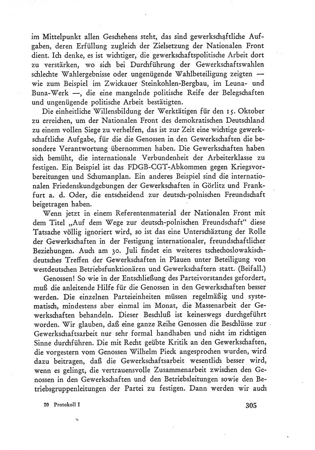 Protokoll der Verhandlungen des Ⅲ. Parteitages der Sozialistischen Einheitspartei Deutschlands (SED) [Deutsche Demokratische Republik (DDR)] 1950, Band 1, Seite 305 (Prot. Verh. Ⅲ. PT SED DDR 1950, Bd. 1, S. 305)