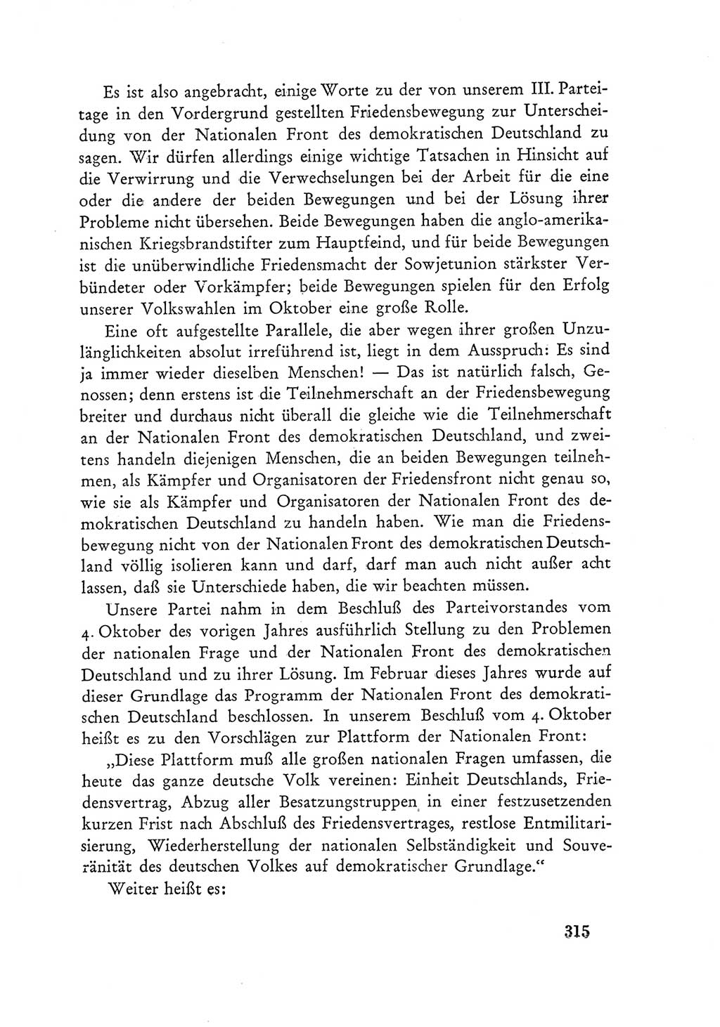 Protokoll der Verhandlungen des Ⅲ. Parteitages der Sozialistischen Einheitspartei Deutschlands (SED) [Deutsche Demokratische Republik (DDR)] 1950, Band 1, Seite 315 (Prot. Verh. Ⅲ. PT SED DDR 1950, Bd. 1, S. 315)