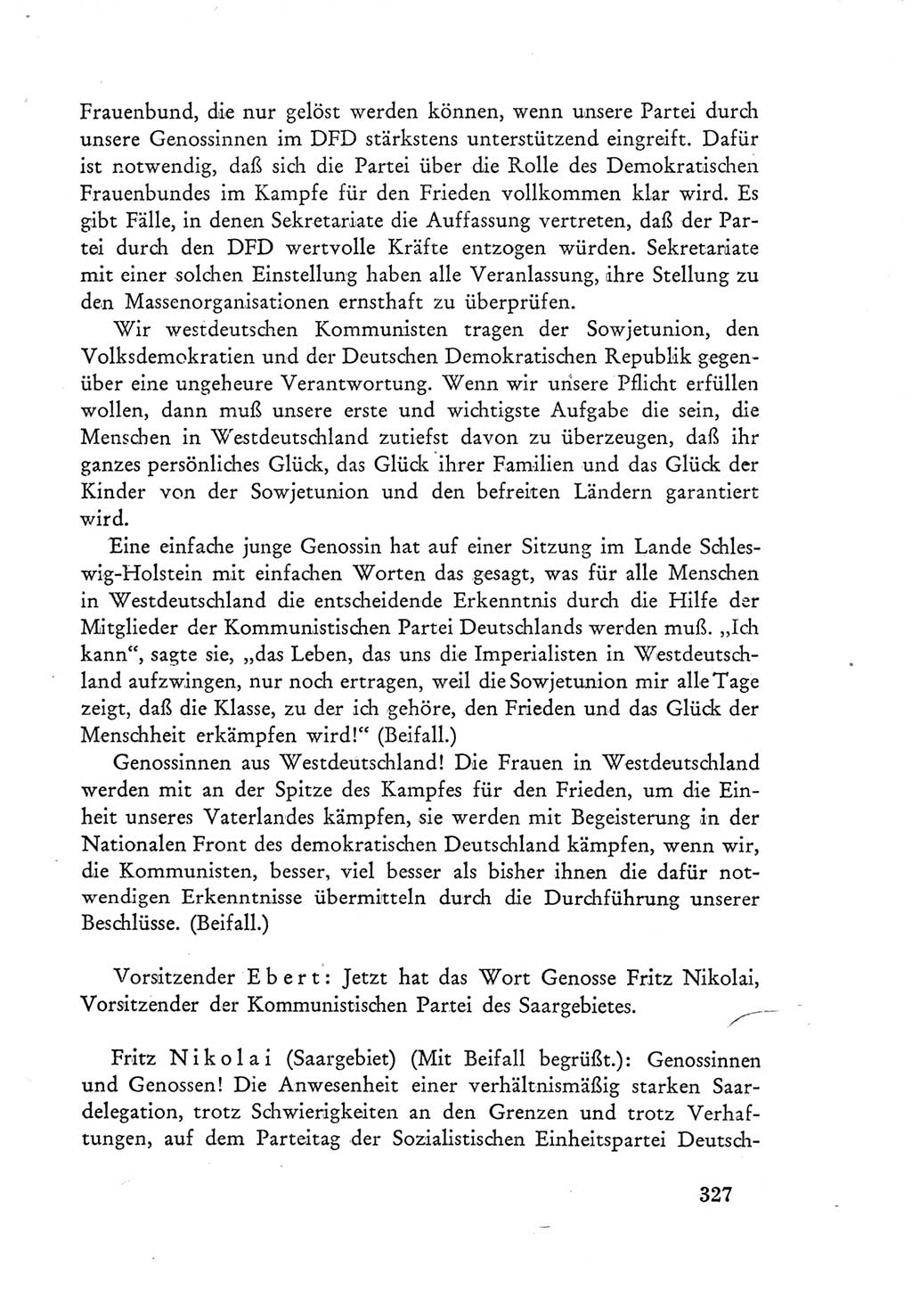 Protokoll der Verhandlungen des Ⅲ. Parteitages der Sozialistischen Einheitspartei Deutschlands (SED) [Deutsche Demokratische Republik (DDR)] 1950, Band 1, Seite 327 (Prot. Verh. Ⅲ. PT SED DDR 1950, Bd. 1, S. 327)
