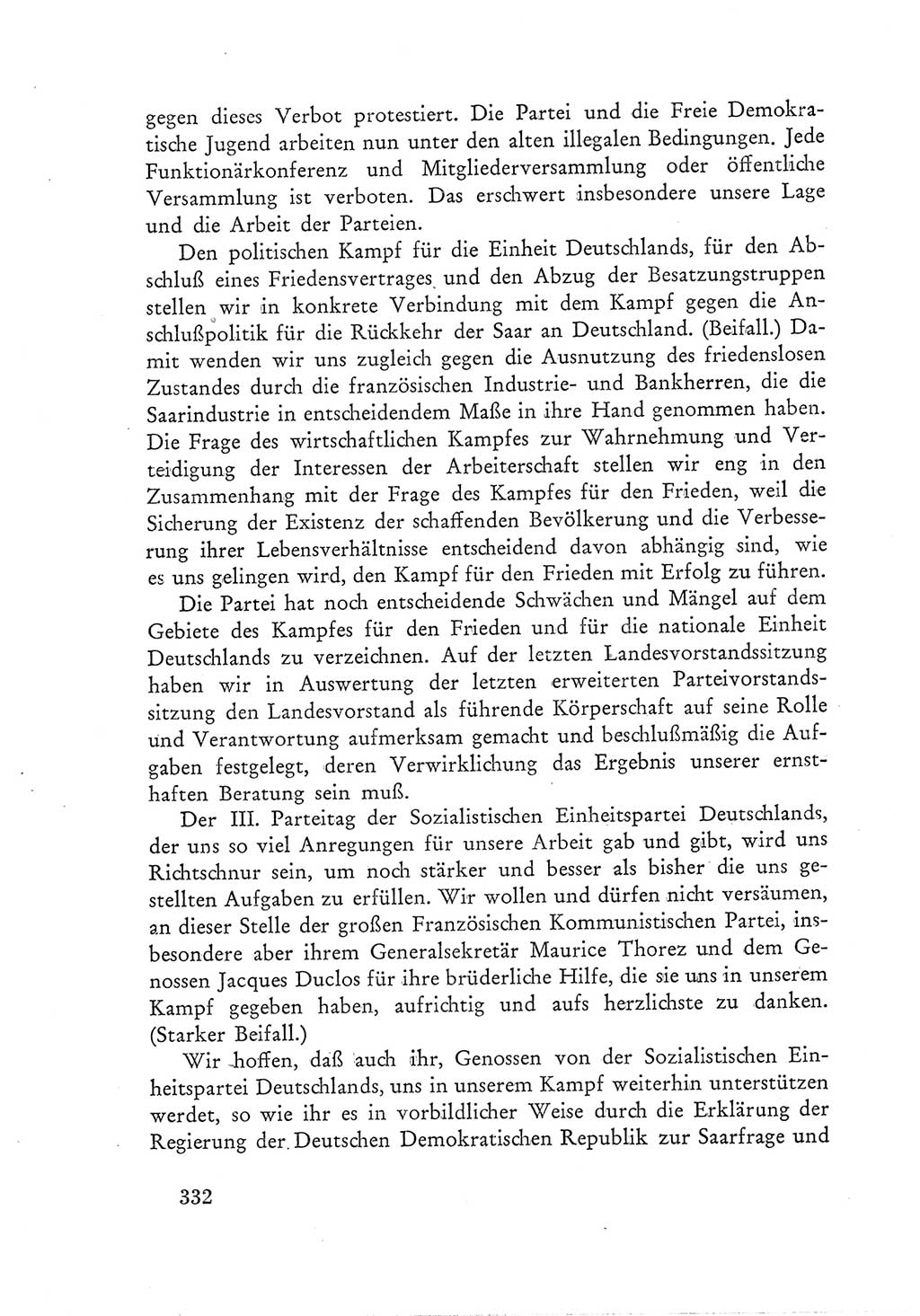 Protokoll der Verhandlungen des Ⅲ. Parteitages der Sozialistischen Einheitspartei Deutschlands (SED) [Deutsche Demokratische Republik (DDR)] 1950, Band 1, Seite 332 (Prot. Verh. Ⅲ. PT SED DDR 1950, Bd. 1, S. 332)