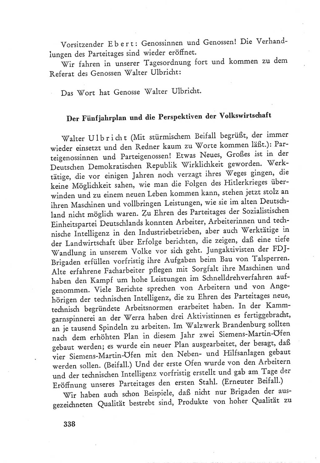 Protokoll der Verhandlungen des Ⅲ. Parteitages der Sozialistischen Einheitspartei Deutschlands (SED) [Deutsche Demokratische Republik (DDR)] 1950, Band 1, Seite 338 (Prot. Verh. Ⅲ. PT SED DDR 1950, Bd. 1, S. 338)