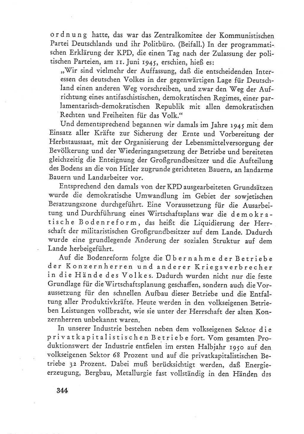 Protokoll der Verhandlungen des Ⅲ. Parteitages der Sozialistischen Einheitspartei Deutschlands (SED) [Deutsche Demokratische Republik (DDR)] 1950, Band 1, Seite 344 (Prot. Verh. Ⅲ. PT SED DDR 1950, Bd. 1, S. 344)