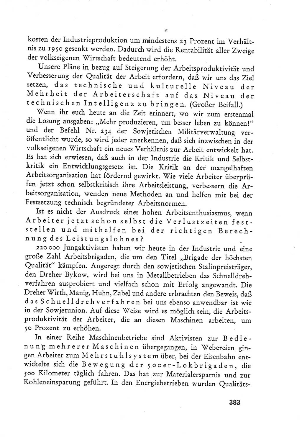 Protokoll der Verhandlungen des Ⅲ. Parteitages der Sozialistischen Einheitspartei Deutschlands (SED) [Deutsche Demokratische Republik (DDR)] 1950, Band 1, Seite 383 (Prot. Verh. Ⅲ. PT SED DDR 1950, Bd. 1, S. 383)