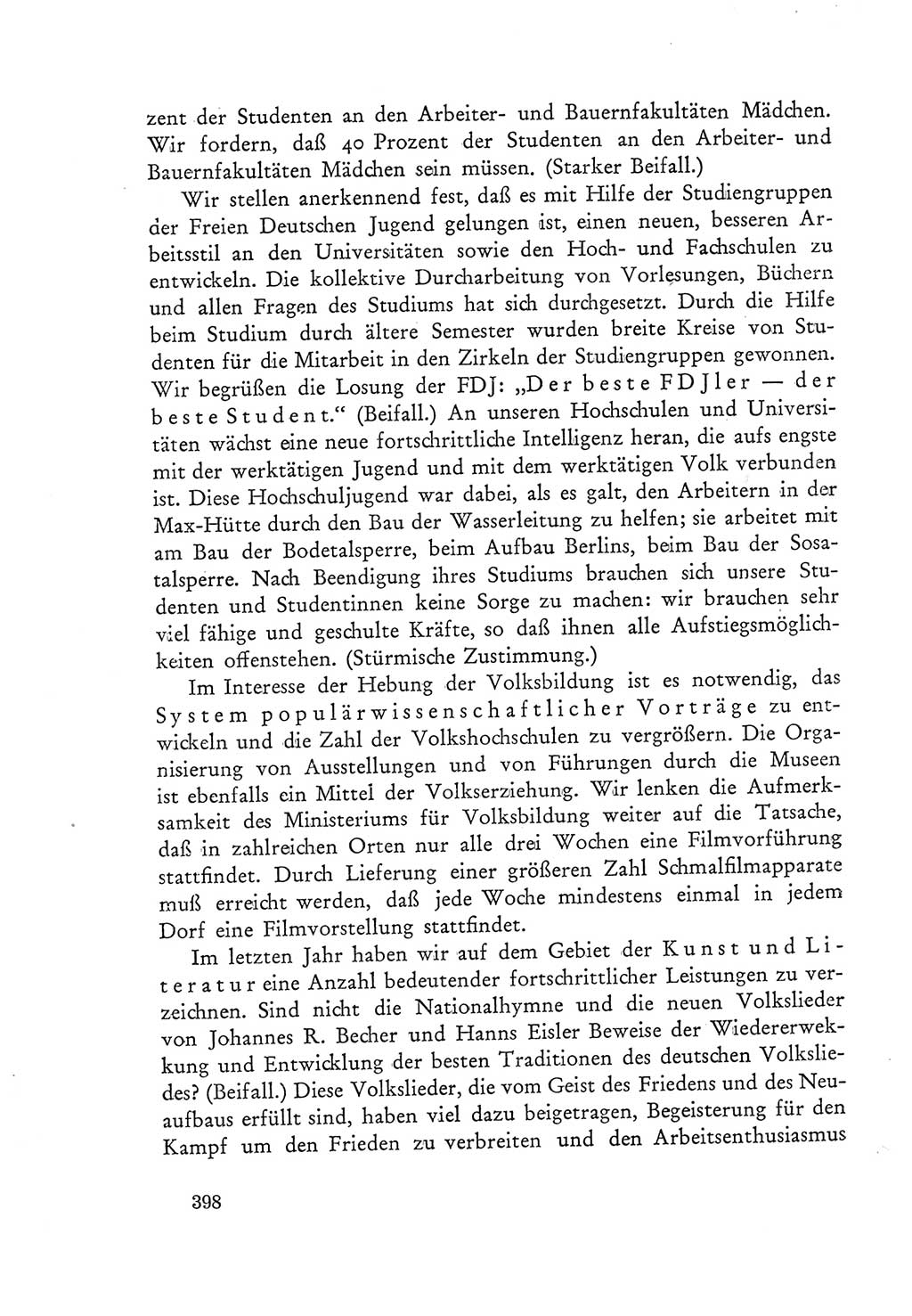 Protokoll der Verhandlungen des Ⅲ. Parteitages der Sozialistischen Einheitspartei Deutschlands (SED) [Deutsche Demokratische Republik (DDR)] 1950, Band 1, Seite 398 (Prot. Verh. Ⅲ. PT SED DDR 1950, Bd. 1, S. 398)