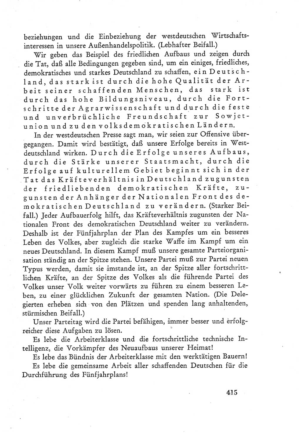 Protokoll der Verhandlungen des Ⅲ. Parteitages der Sozialistischen Einheitspartei Deutschlands (SED) [Deutsche Demokratische Republik (DDR)] 1950, Band 1, Seite 415 (Prot. Verh. Ⅲ. PT SED DDR 1950, Bd. 1, S. 415)