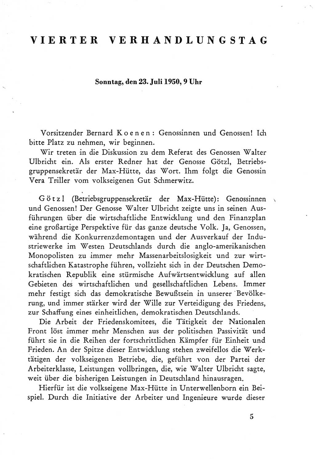 Protokoll der Verhandlungen des Ⅲ. Parteitages der Sozialistischen Einheitspartei Deutschlands (SED) [Deutsche Demokratische Republik (DDR)] 1950, Band 2, Seite 5 (Prot. Verh. Ⅲ. PT SED DDR 1950, Bd. 2, S. 5)