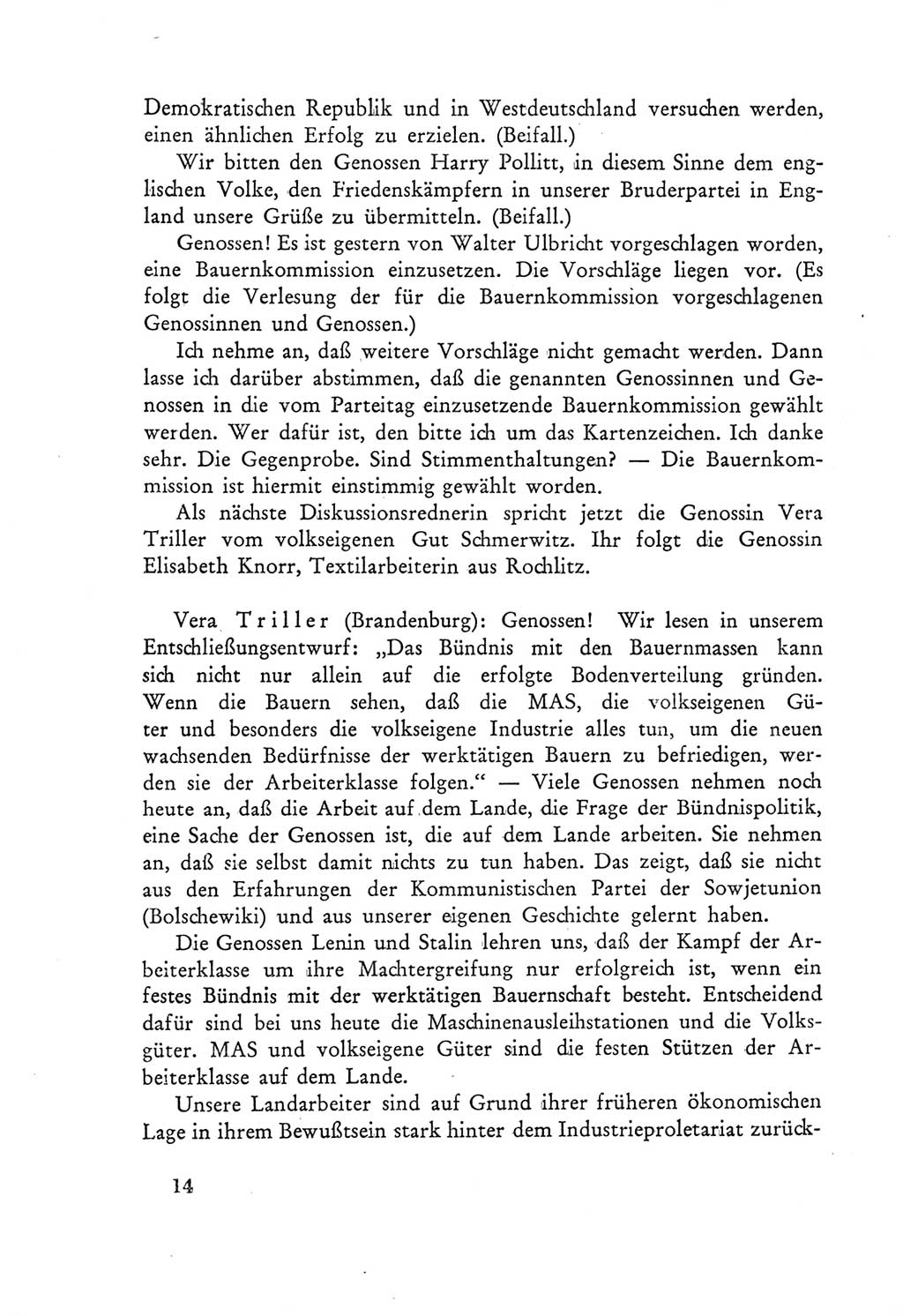 Protokoll der Verhandlungen des Ⅲ. Parteitages der Sozialistischen Einheitspartei Deutschlands (SED) [Deutsche Demokratische Republik (DDR)] 1950, Band 2, Seite 14 (Prot. Verh. Ⅲ. PT SED DDR 1950, Bd. 2, S. 14)