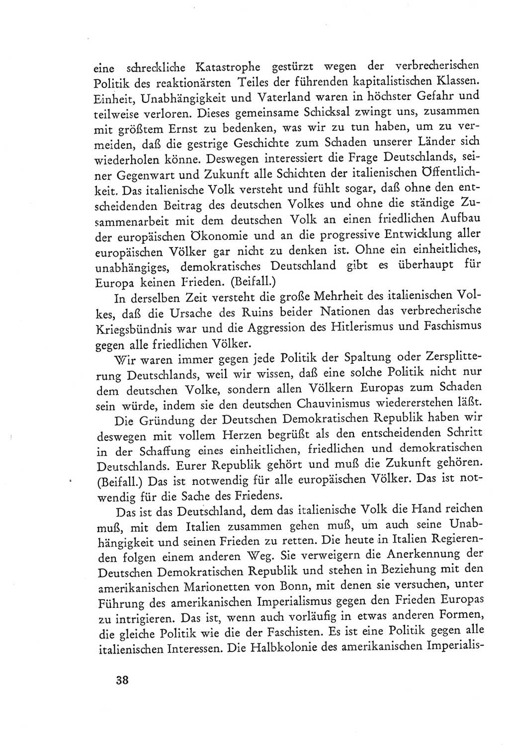 Protokoll der Verhandlungen des Ⅲ. Parteitages der Sozialistischen Einheitspartei Deutschlands (SED) [Deutsche Demokratische Republik (DDR)] 1950, Band 2, Seite 38 (Prot. Verh. Ⅲ. PT SED DDR 1950, Bd. 2, S. 38)