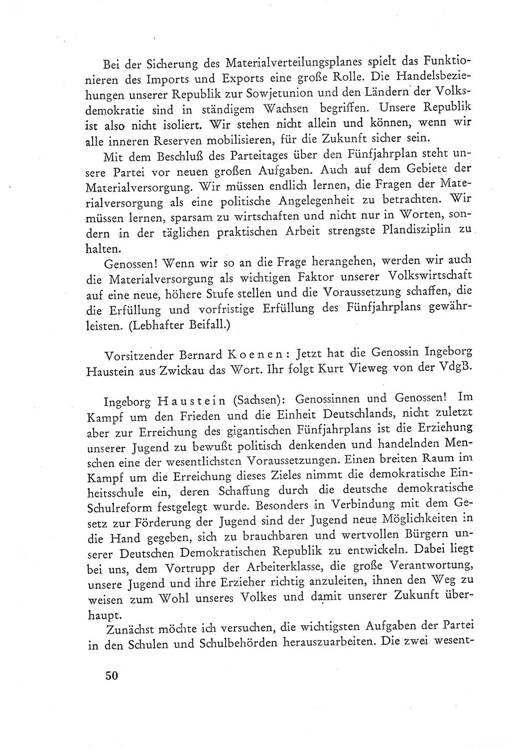 Protokoll der Verhandlungen des Ⅲ. Parteitages der Sozialistischen Einheitspartei Deutschlands (SED) [Deutsche Demokratische Republik (DDR)] 1950, Band 2, Seite 50 (Prot. Verh. Ⅲ. PT SED DDR 1950, Bd. 2, S. 50)