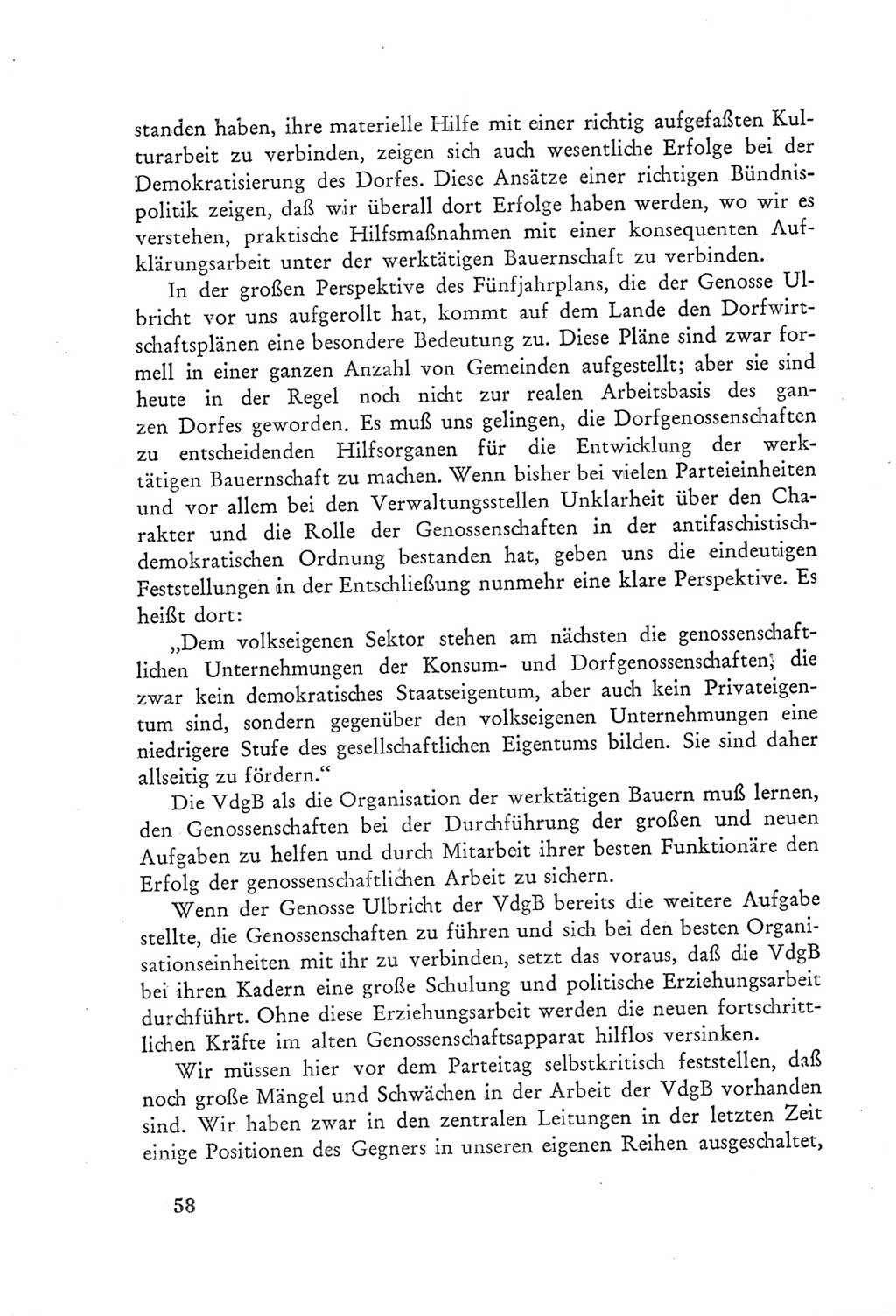 Protokoll der Verhandlungen des Ⅲ. Parteitages der Sozialistischen Einheitspartei Deutschlands (SED) [Deutsche Demokratische Republik (DDR)] 1950, Band 2, Seite 58 (Prot. Verh. Ⅲ. PT SED DDR 1950, Bd. 2, S. 58)