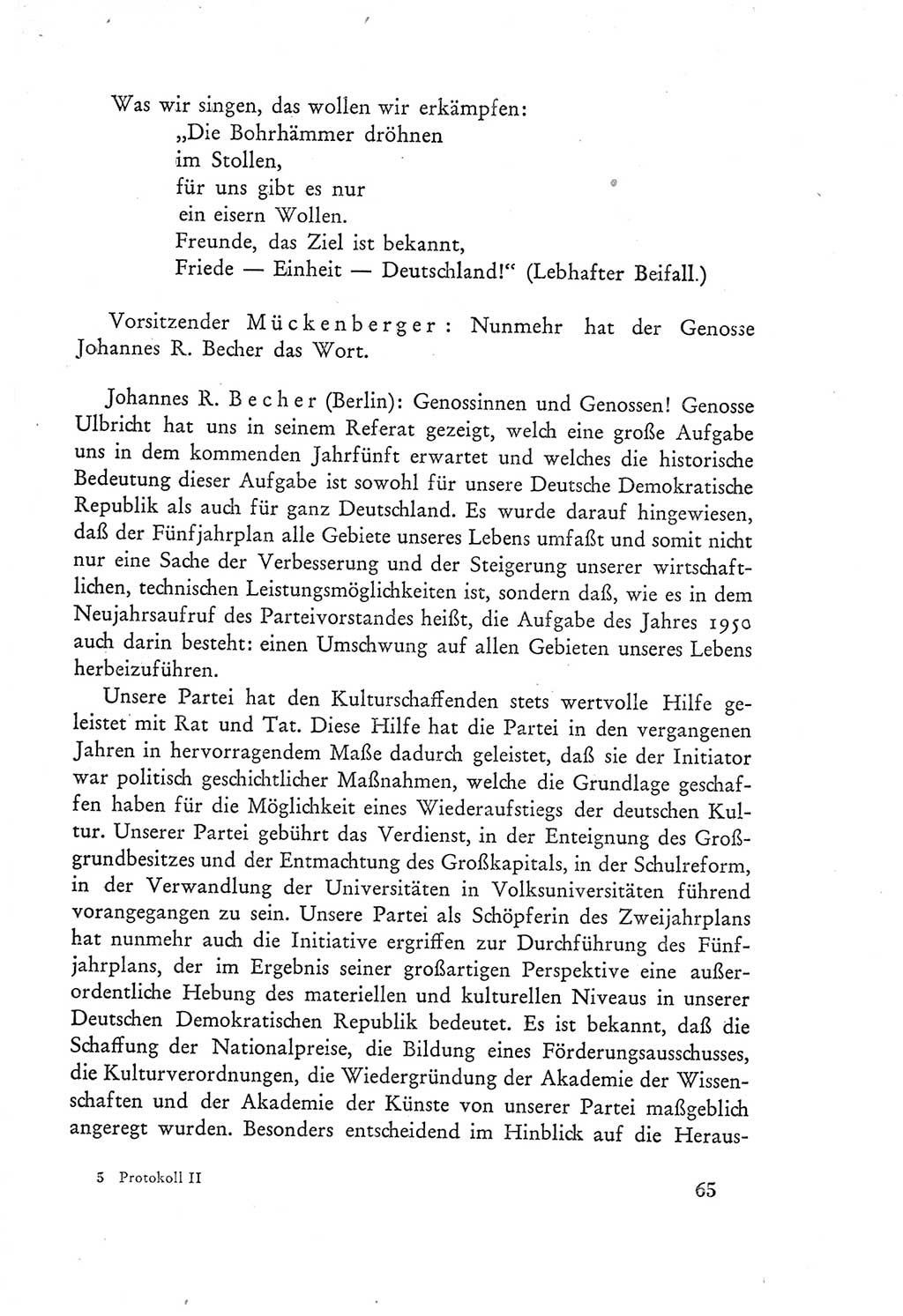Protokoll der Verhandlungen des Ⅲ. Parteitages der Sozialistischen Einheitspartei Deutschlands (SED) [Deutsche Demokratische Republik (DDR)] 1950, Band 2, Seite 65 (Prot. Verh. Ⅲ. PT SED DDR 1950, Bd. 2, S. 65)