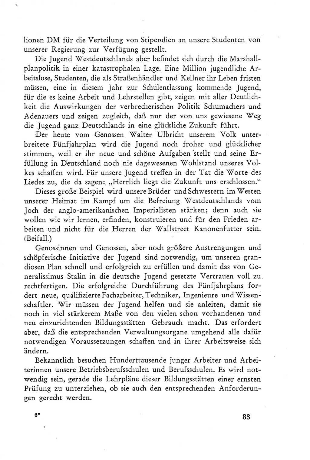 Protokoll der Verhandlungen des Ⅲ. Parteitages der Sozialistischen Einheitspartei Deutschlands (SED) [Deutsche Demokratische Republik (DDR)] 1950, Band 2, Seite 83 (Prot. Verh. Ⅲ. PT SED DDR 1950, Bd. 2, S. 83)