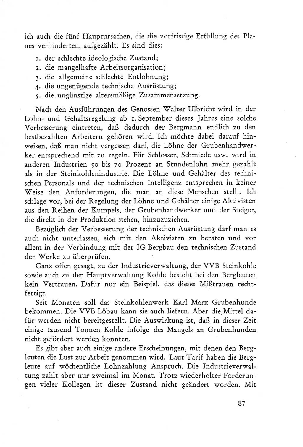 Protokoll der Verhandlungen des Ⅲ. Parteitages der Sozialistischen Einheitspartei Deutschlands (SED) [Deutsche Demokratische Republik (DDR)] 1950, Band 2, Seite 87 (Prot. Verh. Ⅲ. PT SED DDR 1950, Bd. 2, S. 87)