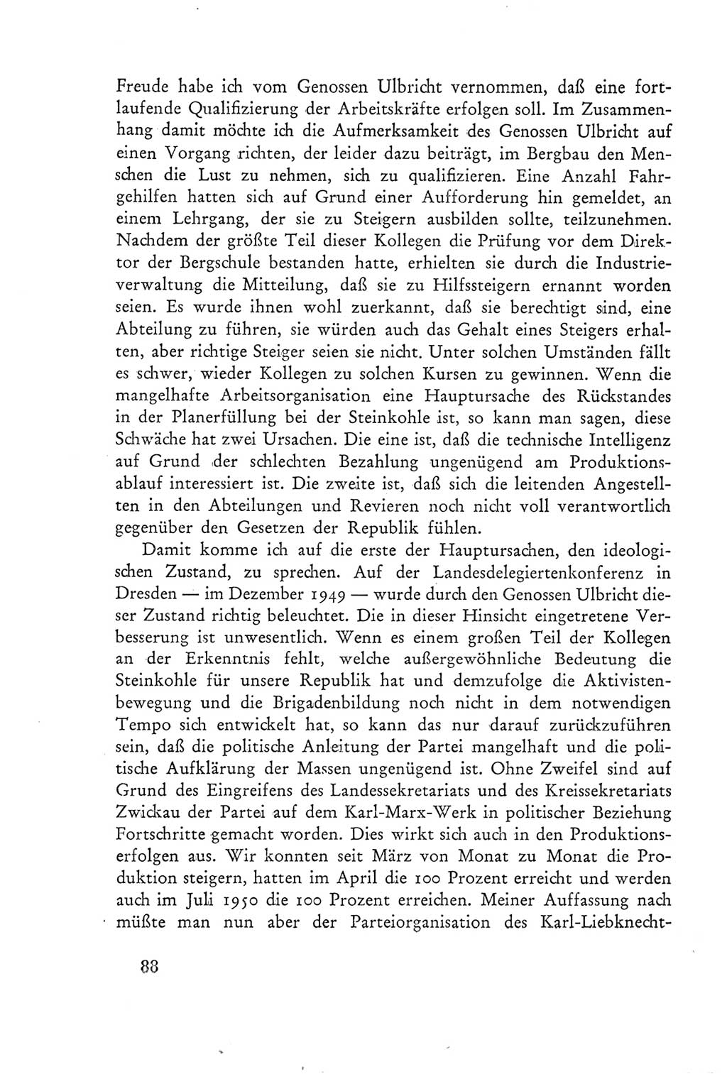 Protokoll der Verhandlungen des Ⅲ. Parteitages der Sozialistischen Einheitspartei Deutschlands (SED) [Deutsche Demokratische Republik (DDR)] 1950, Band 2, Seite 88 (Prot. Verh. Ⅲ. PT SED DDR 1950, Bd. 2, S. 88)