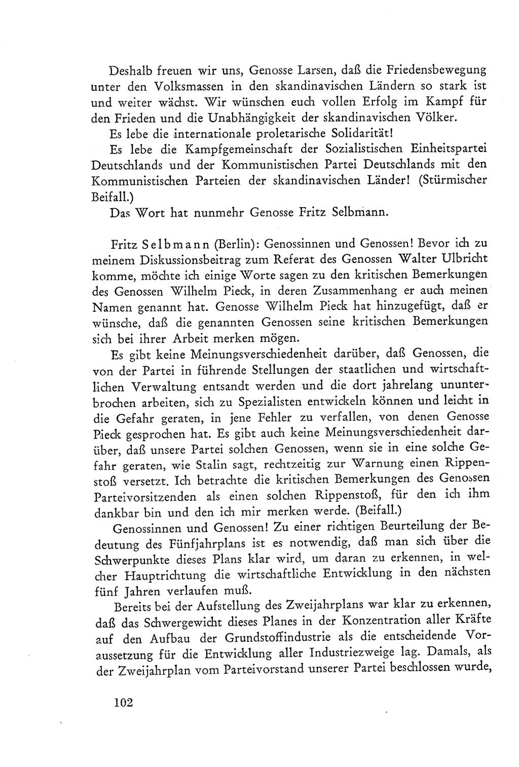 Protokoll der Verhandlungen des Ⅲ. Parteitages der Sozialistischen Einheitspartei Deutschlands (SED) [Deutsche Demokratische Republik (DDR)] 1950, Band 2, Seite 102 (Prot. Verh. Ⅲ. PT SED DDR 1950, Bd. 2, S. 102)