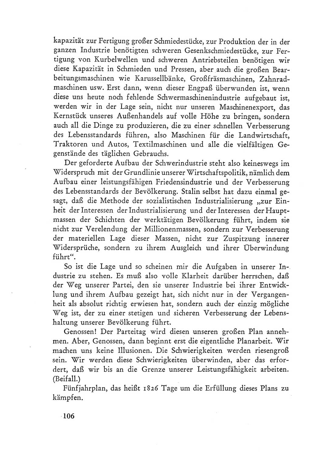 Protokoll der Verhandlungen des Ⅲ. Parteitages der Sozialistischen Einheitspartei Deutschlands (SED) [Deutsche Demokratische Republik (DDR)] 1950, Band 2, Seite 106 (Prot. Verh. Ⅲ. PT SED DDR 1950, Bd. 2, S. 106)