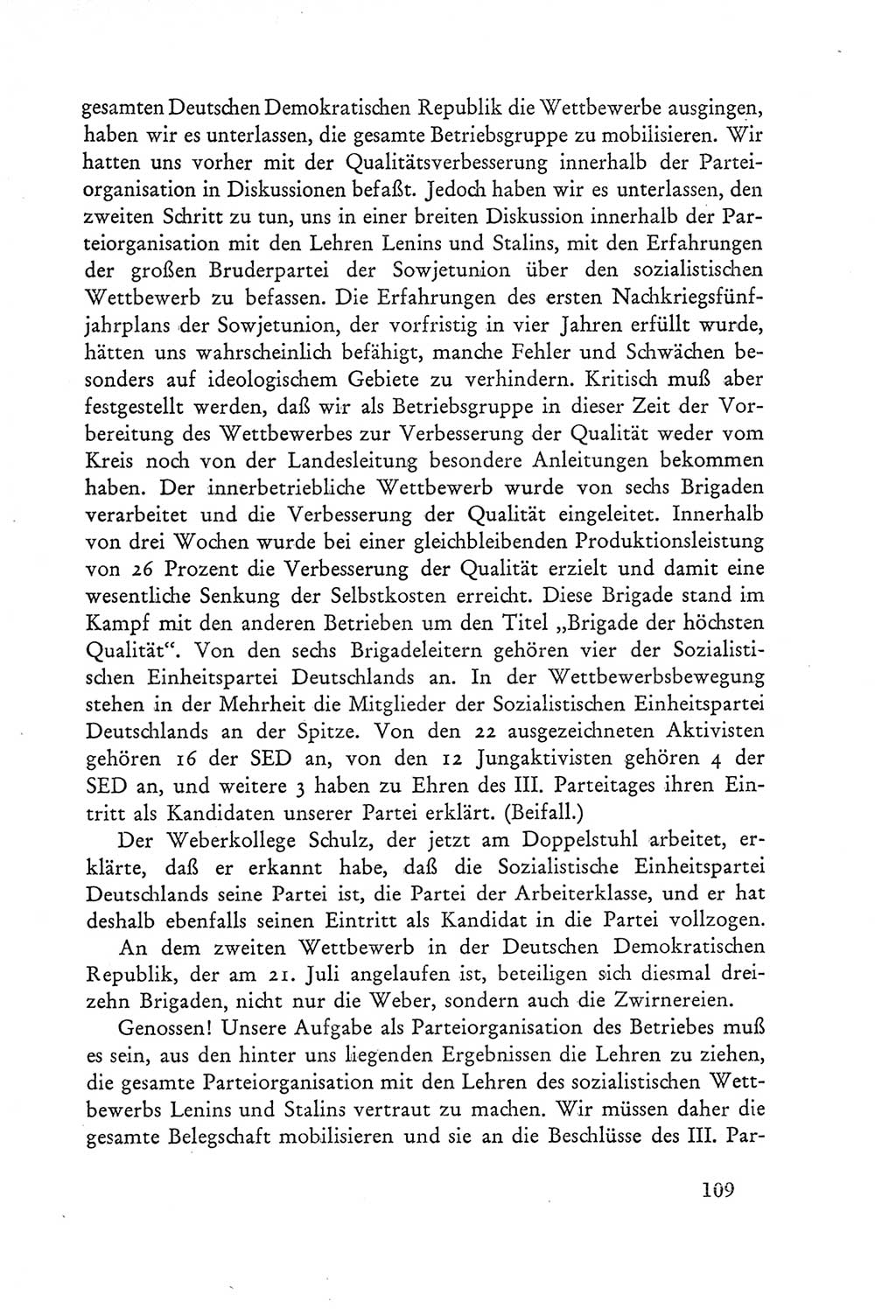 Protokoll der Verhandlungen des Ⅲ. Parteitages der Sozialistischen Einheitspartei Deutschlands (SED) [Deutsche Demokratische Republik (DDR)] 1950, Band 2, Seite 109 (Prot. Verh. Ⅲ. PT SED DDR 1950, Bd. 2, S. 109)