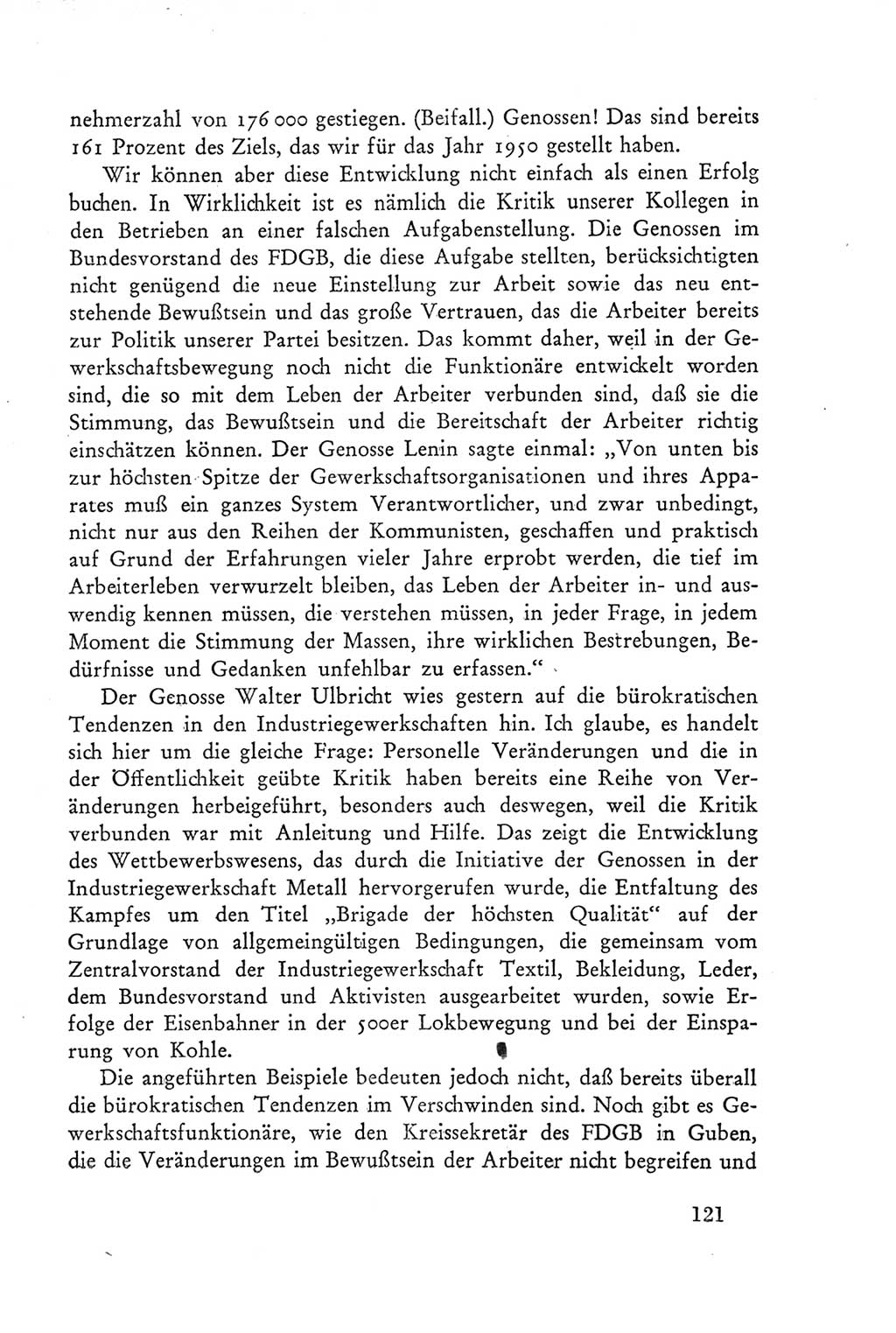 Protokoll der Verhandlungen des Ⅲ. Parteitages der Sozialistischen Einheitspartei Deutschlands (SED) [Deutsche Demokratische Republik (DDR)] 1950, Band 2, Seite 121 (Prot. Verh. Ⅲ. PT SED DDR 1950, Bd. 2, S. 121)