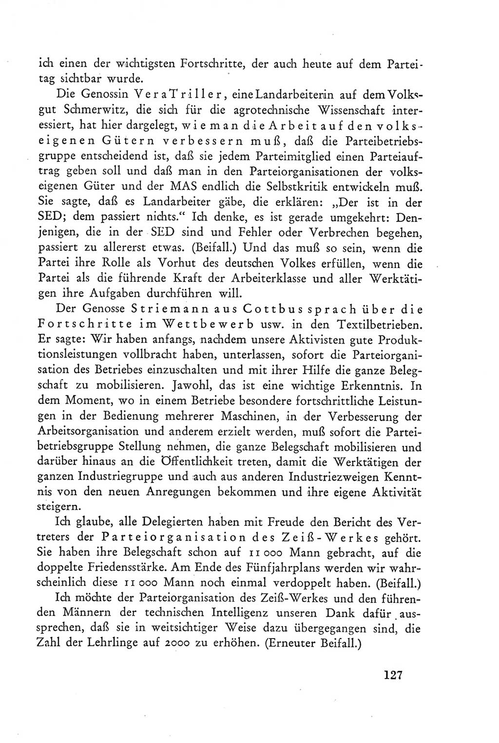 Protokoll der Verhandlungen des Ⅲ. Parteitages der Sozialistischen Einheitspartei Deutschlands (SED) [Deutsche Demokratische Republik (DDR)] 1950, Band 2, Seite 127 (Prot. Verh. Ⅲ. PT SED DDR 1950, Bd. 2, S. 127)