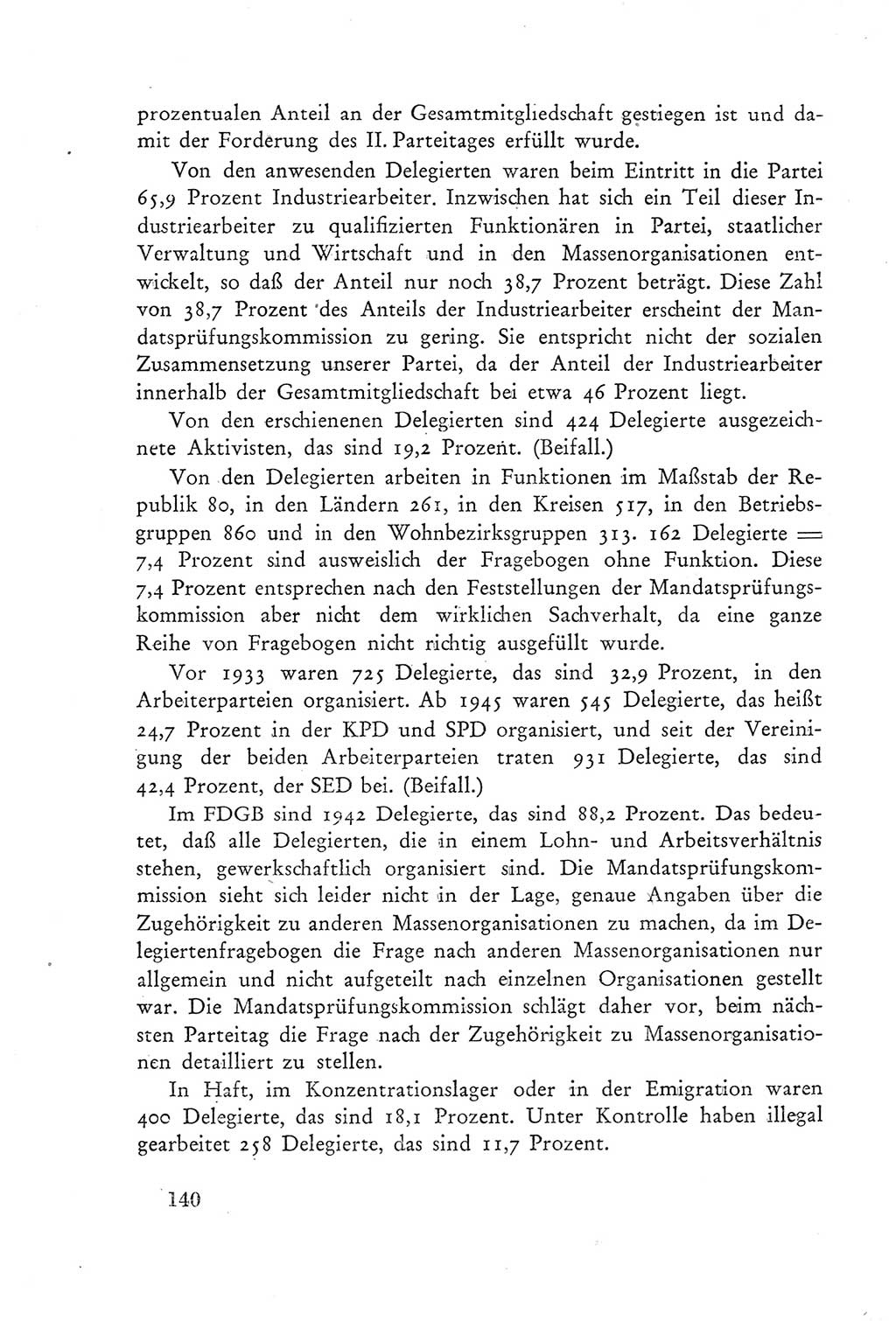 Protokoll der Verhandlungen des Ⅲ. Parteitages der Sozialistischen Einheitspartei Deutschlands (SED) [Deutsche Demokratische Republik (DDR)] 1950, Band 2, Seite 140 (Prot. Verh. Ⅲ. PT SED DDR 1950, Bd. 2, S. 140)