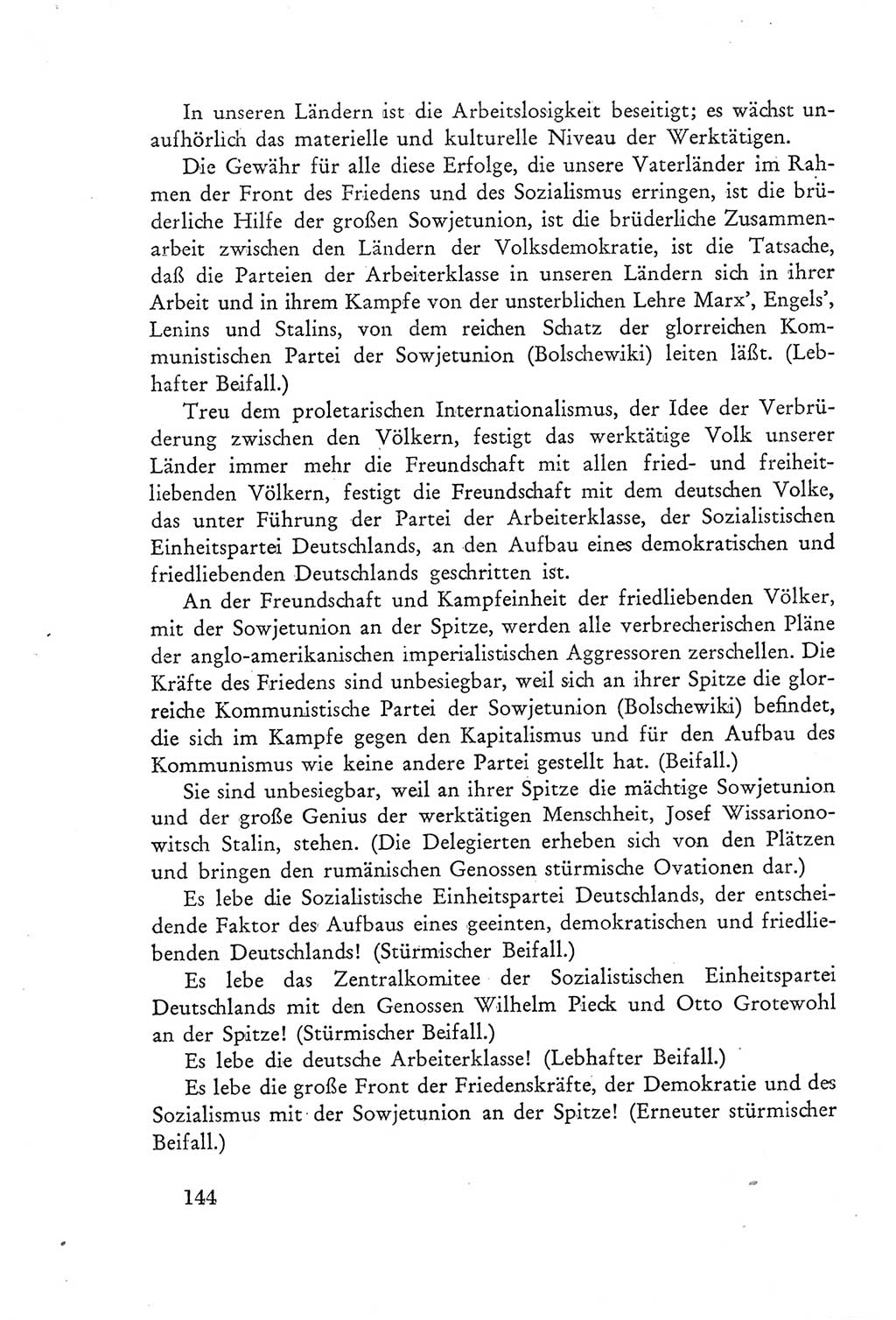 Protokoll der Verhandlungen des Ⅲ. Parteitages der Sozialistischen Einheitspartei Deutschlands (SED) [Deutsche Demokratische Republik (DDR)] 1950, Band 2, Seite 144 (Prot. Verh. Ⅲ. PT SED DDR 1950, Bd. 2, S. 144)
