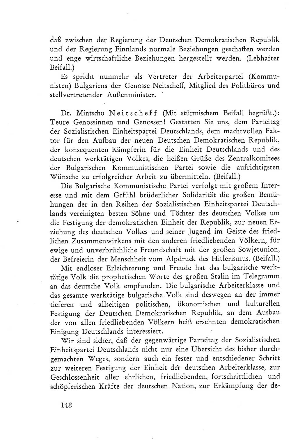 Protokoll der Verhandlungen des Ⅲ. Parteitages der Sozialistischen Einheitspartei Deutschlands (SED) [Deutsche Demokratische Republik (DDR)] 1950, Band 2, Seite 148 (Prot. Verh. Ⅲ. PT SED DDR 1950, Bd. 2, S. 148)