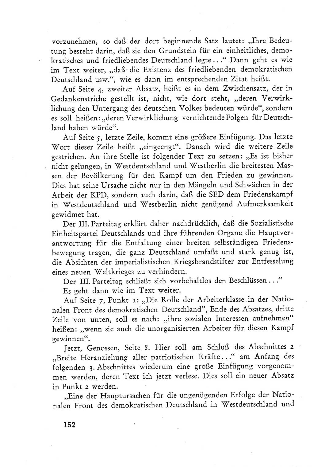 Protokoll der Verhandlungen des Ⅲ. Parteitages der Sozialistischen Einheitspartei Deutschlands (SED) [Deutsche Demokratische Republik (DDR)] 1950, Band 2, Seite 152 (Prot. Verh. Ⅲ. PT SED DDR 1950, Bd. 2, S. 152)