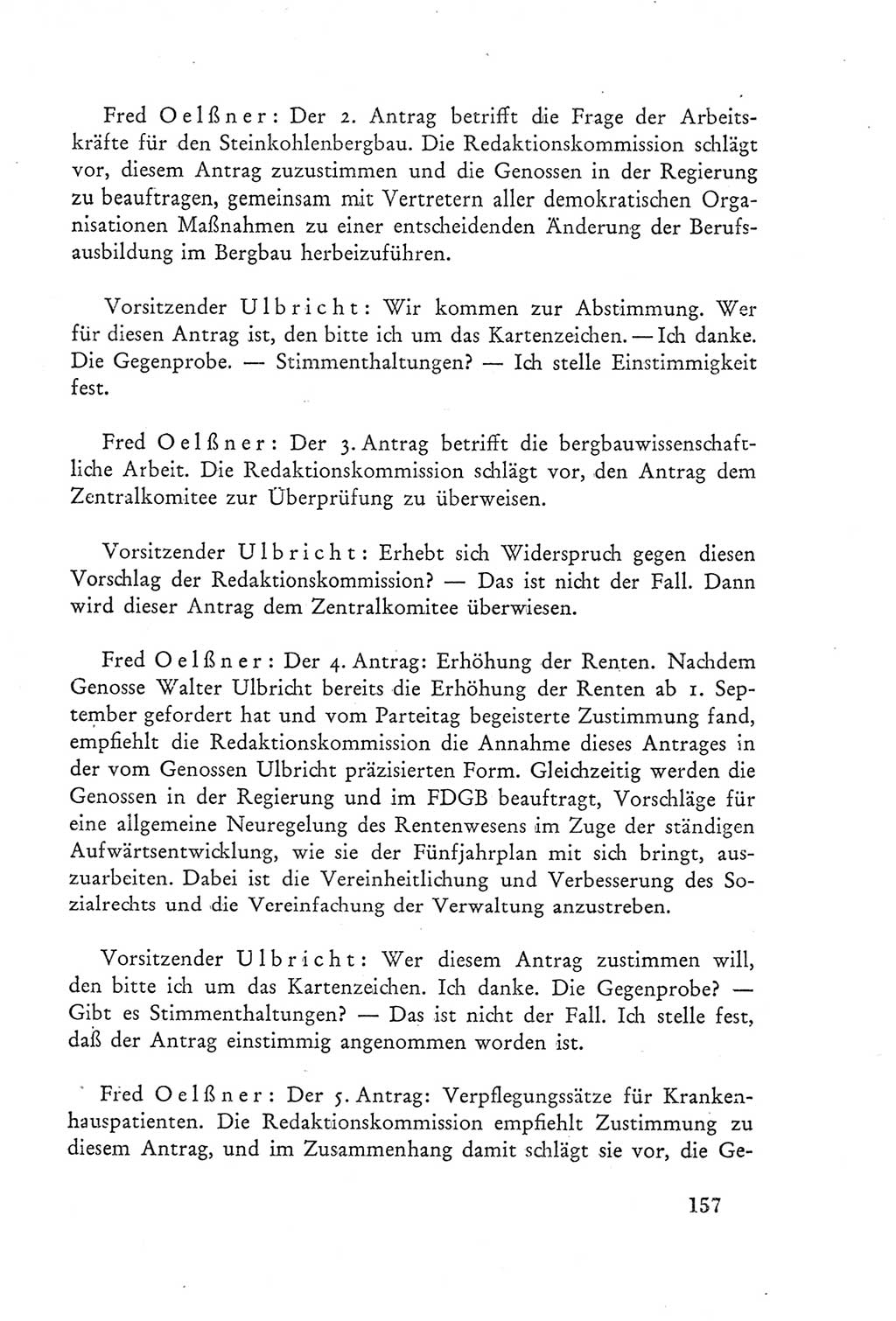 Protokoll der Verhandlungen des Ⅲ. Parteitages der Sozialistischen Einheitspartei Deutschlands (SED) [Deutsche Demokratische Republik (DDR)] 1950, Band 2, Seite 157 (Prot. Verh. Ⅲ. PT SED DDR 1950, Bd. 2, S. 157)