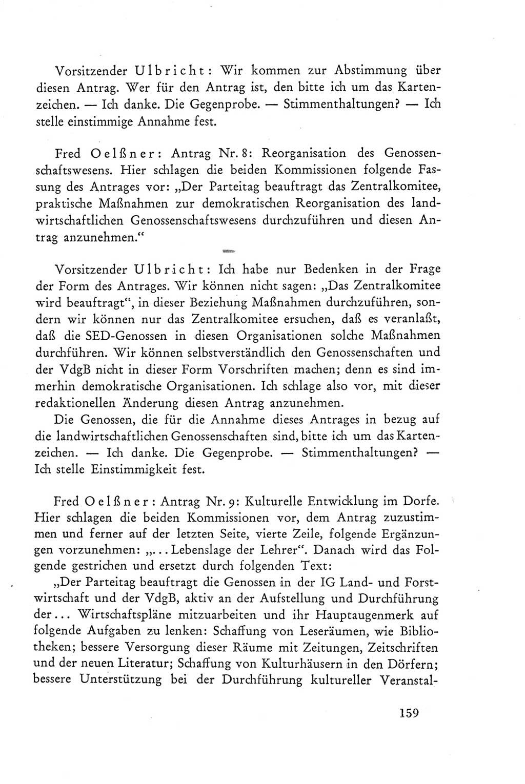 Protokoll der Verhandlungen des Ⅲ. Parteitages der Sozialistischen Einheitspartei Deutschlands (SED) [Deutsche Demokratische Republik (DDR)] 1950, Band 2, Seite 159 (Prot. Verh. Ⅲ. PT SED DDR 1950, Bd. 2, S. 159)