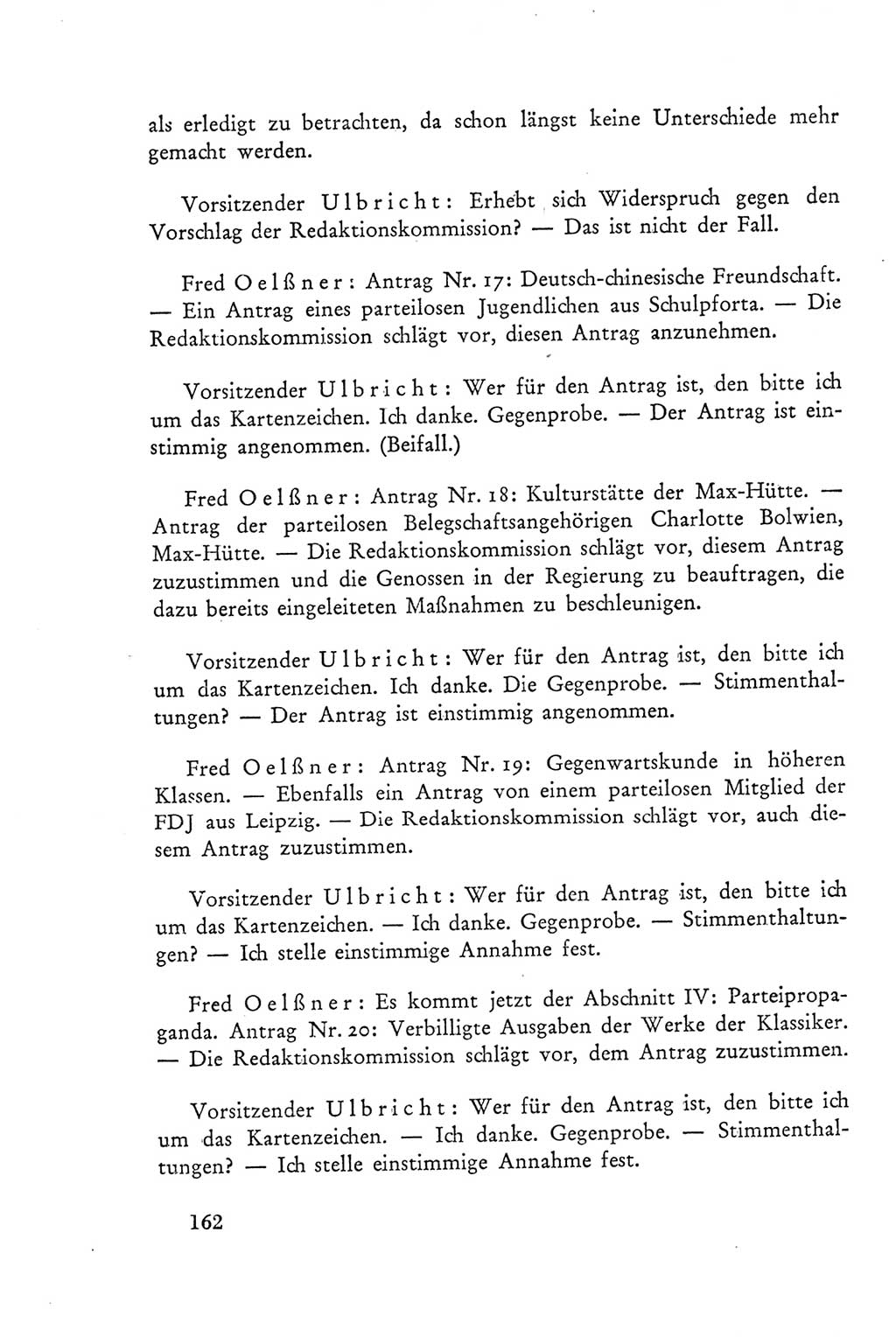 Protokoll der Verhandlungen des Ⅲ. Parteitages der Sozialistischen Einheitspartei Deutschlands (SED) [Deutsche Demokratische Republik (DDR)] 1950, Band 2, Seite 162 (Prot. Verh. Ⅲ. PT SED DDR 1950, Bd. 2, S. 162)