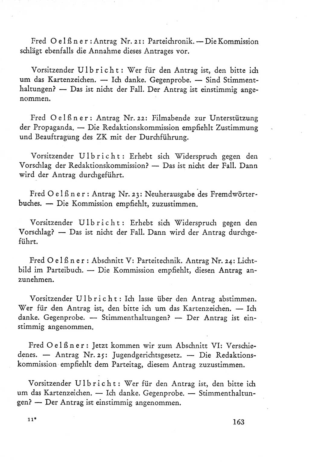 Protokoll der Verhandlungen des Ⅲ. Parteitages der Sozialistischen Einheitspartei Deutschlands (SED) [Deutsche Demokratische Republik (DDR)] 1950, Band 2, Seite 163 (Prot. Verh. Ⅲ. PT SED DDR 1950, Bd. 2, S. 163)