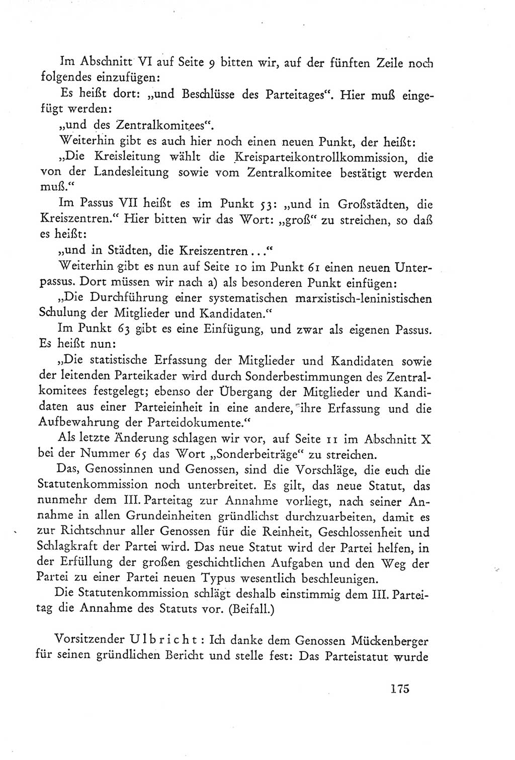 Protokoll der Verhandlungen des Ⅲ. Parteitages der Sozialistischen Einheitspartei Deutschlands (SED) [Deutsche Demokratische Republik (DDR)] 1950, Band 2, Seite 175 (Prot. Verh. Ⅲ. PT SED DDR 1950, Bd. 2, S. 175)