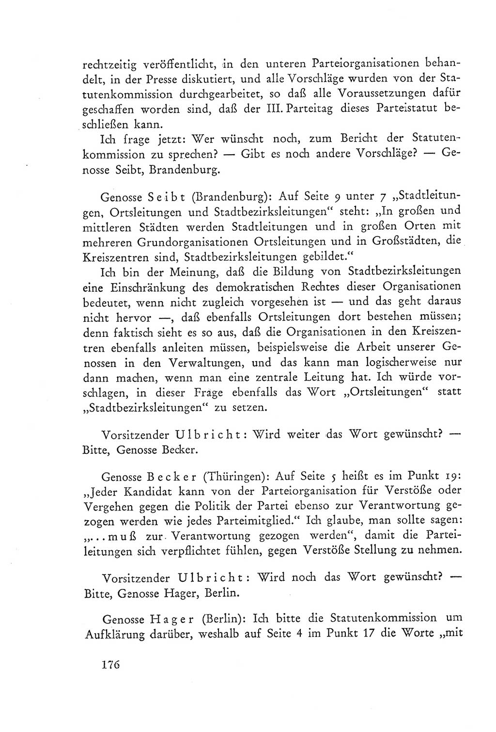 Protokoll der Verhandlungen des Ⅲ. Parteitages der Sozialistischen Einheitspartei Deutschlands (SED) [Deutsche Demokratische Republik (DDR)] 1950, Band 2, Seite 176 (Prot. Verh. Ⅲ. PT SED DDR 1950, Bd. 2, S. 176)