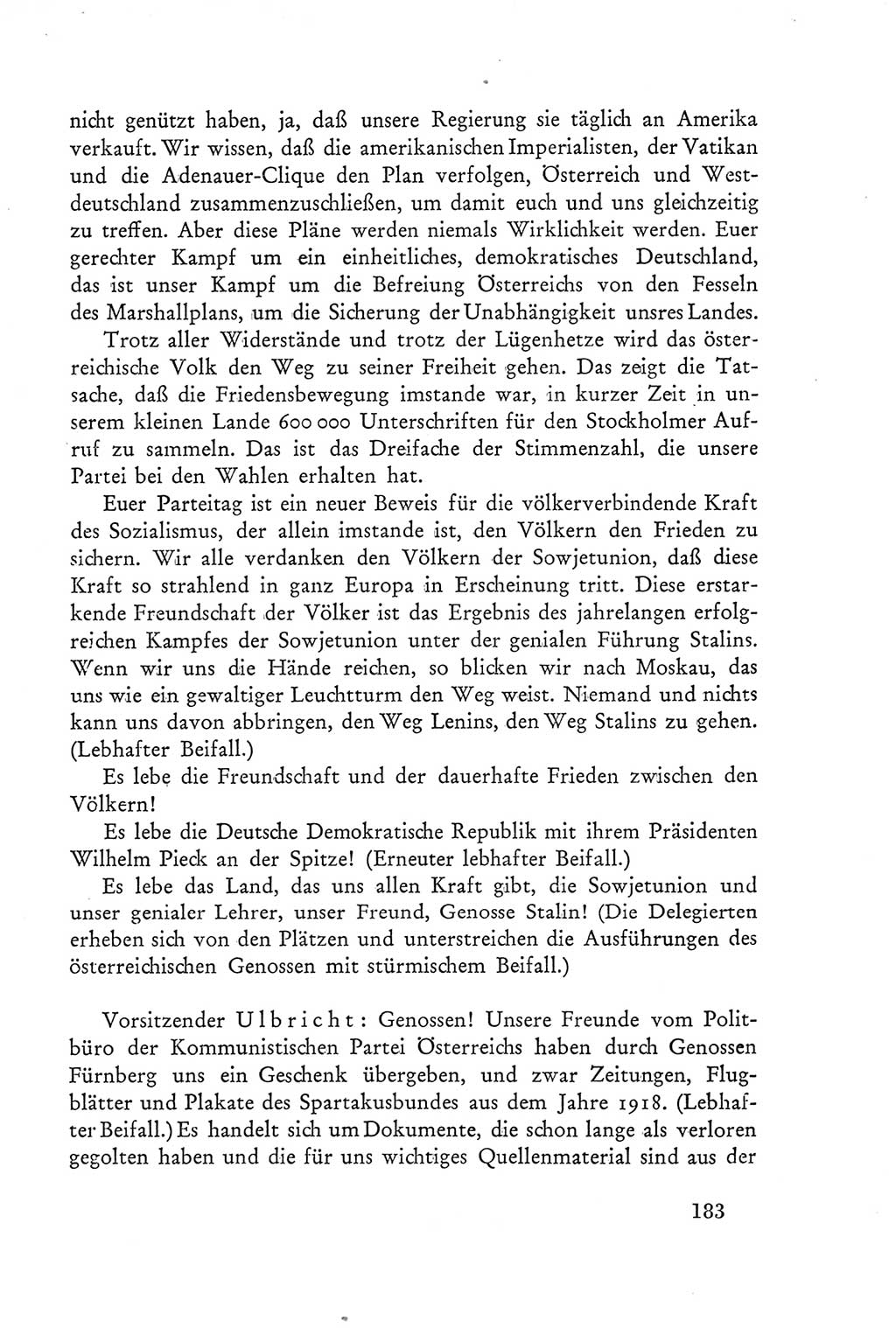 Protokoll der Verhandlungen des Ⅲ. Parteitages der Sozialistischen Einheitspartei Deutschlands (SED) [Deutsche Demokratische Republik (DDR)] 1950, Band 2, Seite 183 (Prot. Verh. Ⅲ. PT SED DDR 1950, Bd. 2, S. 183)